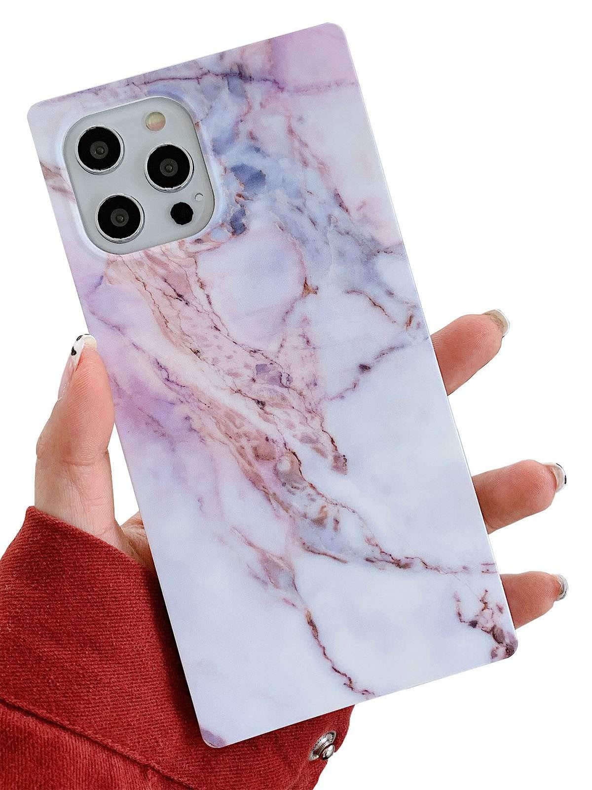 Kerzzil Luxury Square Marble Compatible With Iphone 12 Pro Max Case, Slim Stylish Matte Soft Tpu Silicone Gel Shockproof Protect