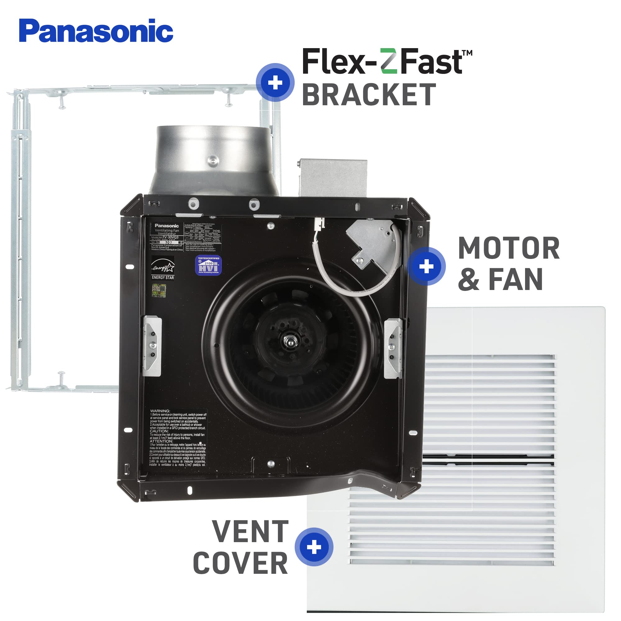 Panasonic Fv 30Vq3 Whisperceiling Spot Ventilation Fan   290 Cfm   Quiet, Large Ceiling Mount Bathroom Fan