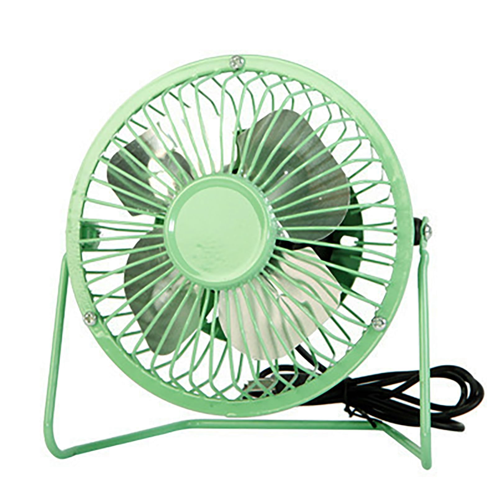 Sokelinn Six 4 Inch Small Usb Desk Fan, Metal Mini Quiet Personal Cooling Fan For Home Office Car Travel (Green)
