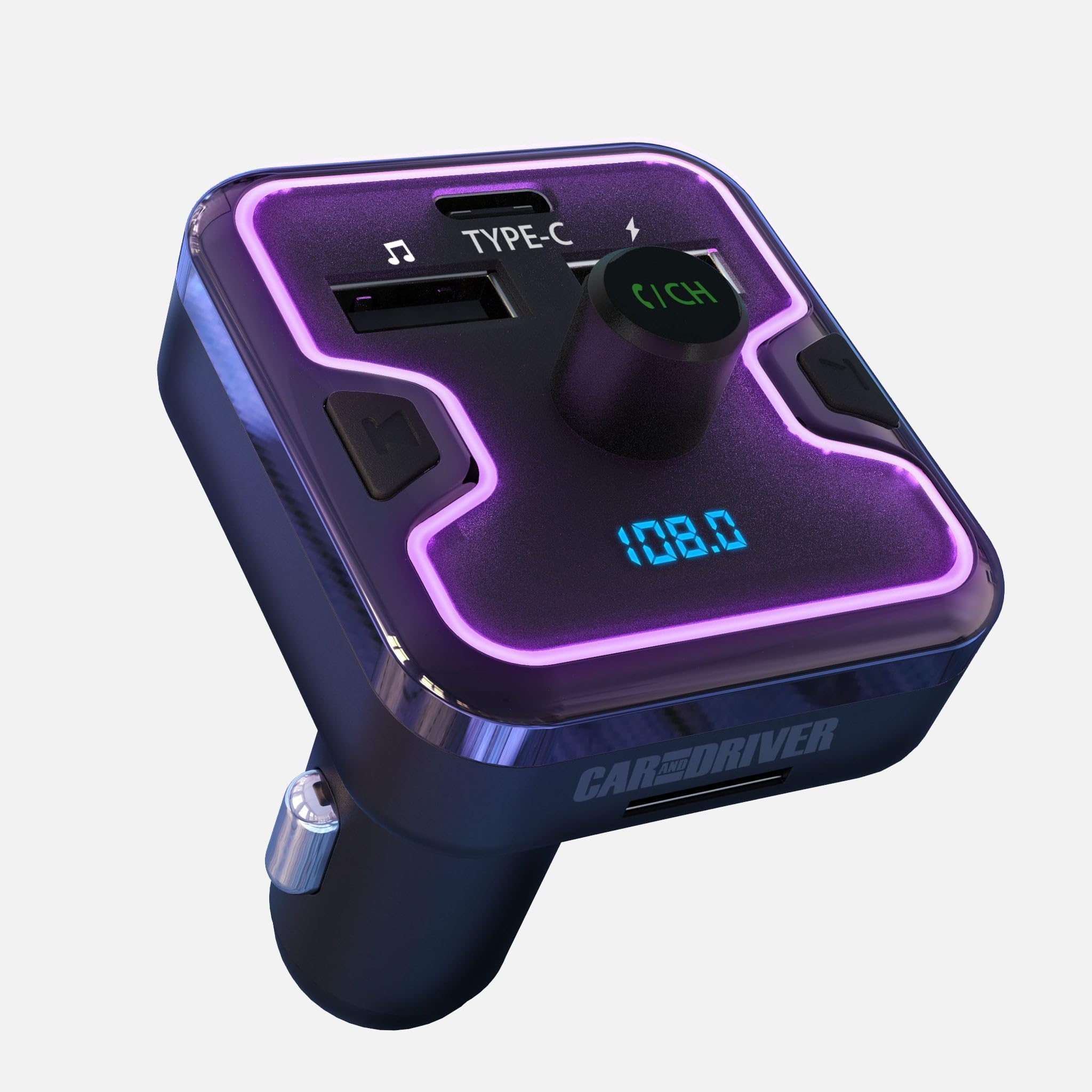 Car And Driver Bluetooth 5.0 Fm Transmitter For Car, Dual Usb And Type C Pd 18W Car Charger Wireless Car Adapter Receiver Siri Google Alexa Assistant