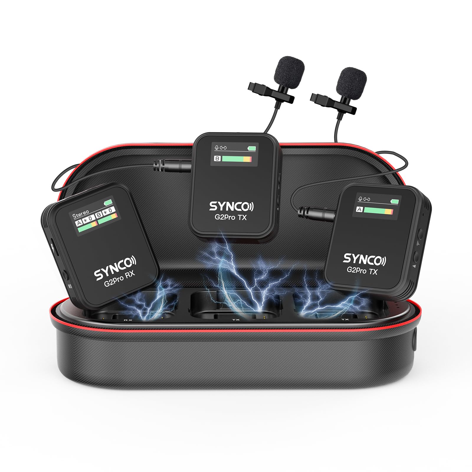 Synco Wireless Lavalier Mic System, G2(A2) Pro Dual Channel 656Ft Transmission With Digital Usb Outputs With Dslr/Iphone/Android