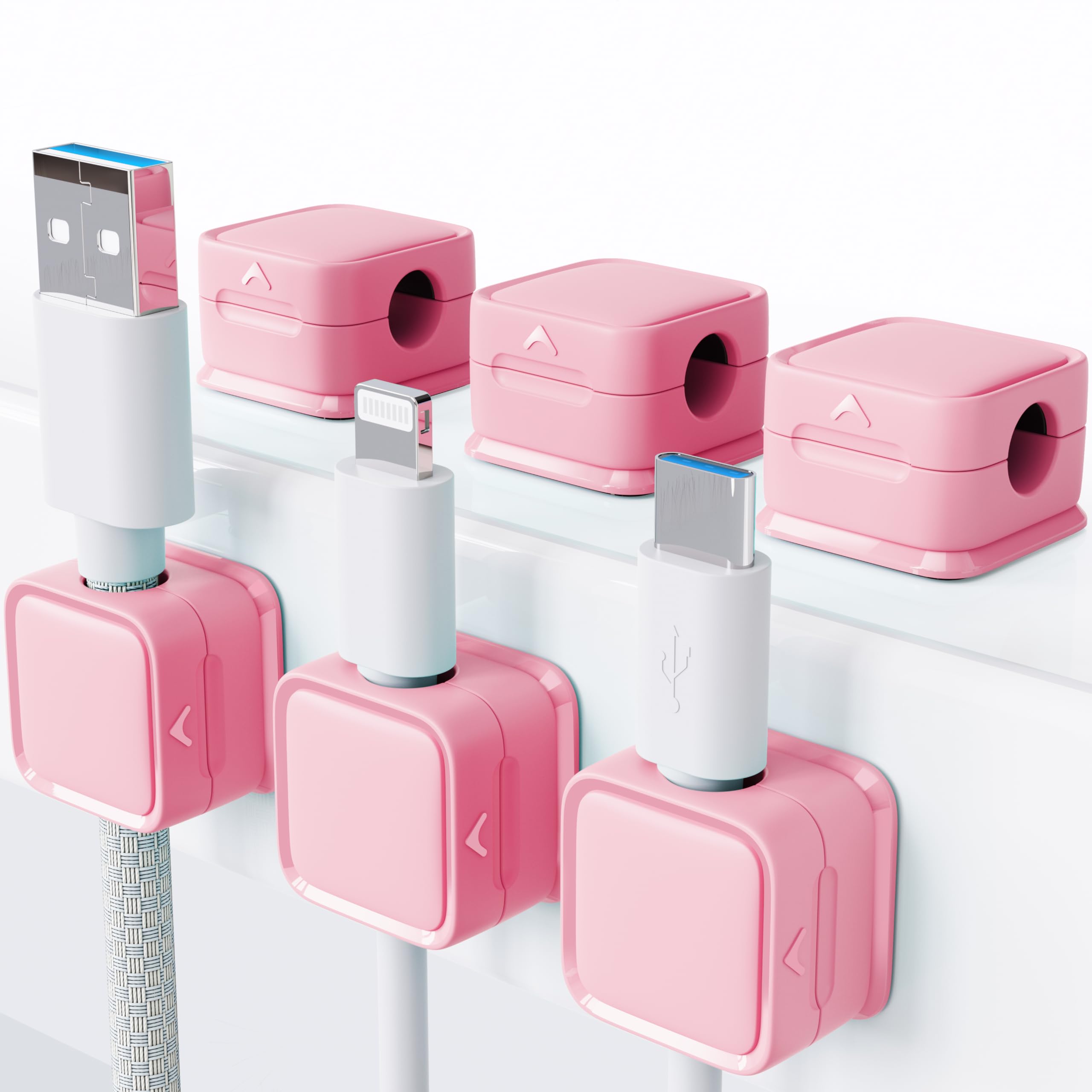 Smofish Magnetic Cord Organizer Holder, 6 Pack Desk Cable Clips Management, Hide Phone Charging Cable Keeper, Strong Adhesive Wi