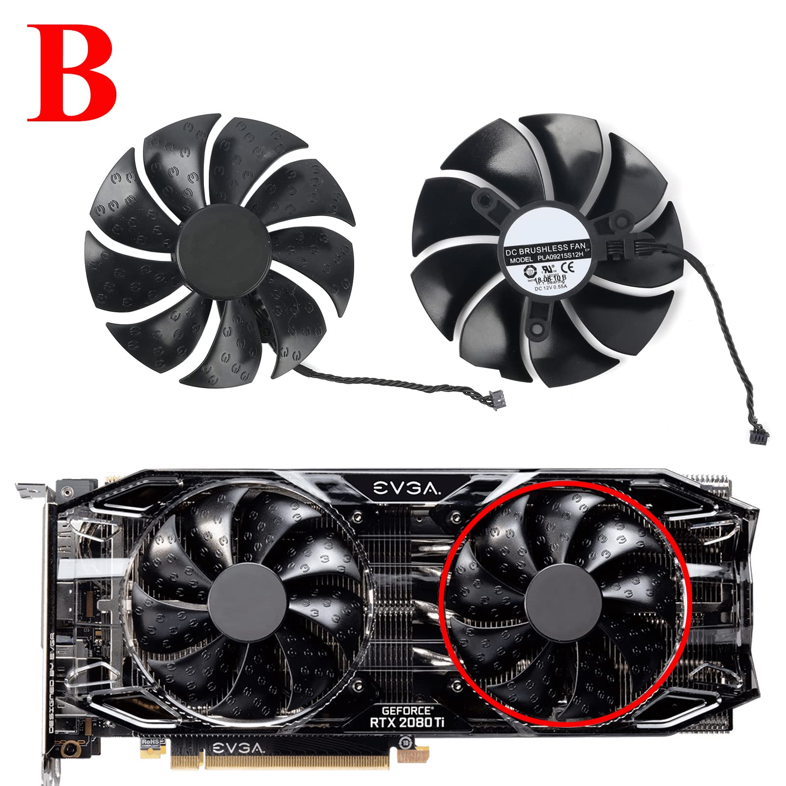 Coolerage 85Mm Dc 12V 0.55A 4Pin Pla09215S12H Rtx2080Ti Gpu Fans For Evga Rtx 2060 2070 2080 2080Ti Rtx2080Ti Graphics Card Cool