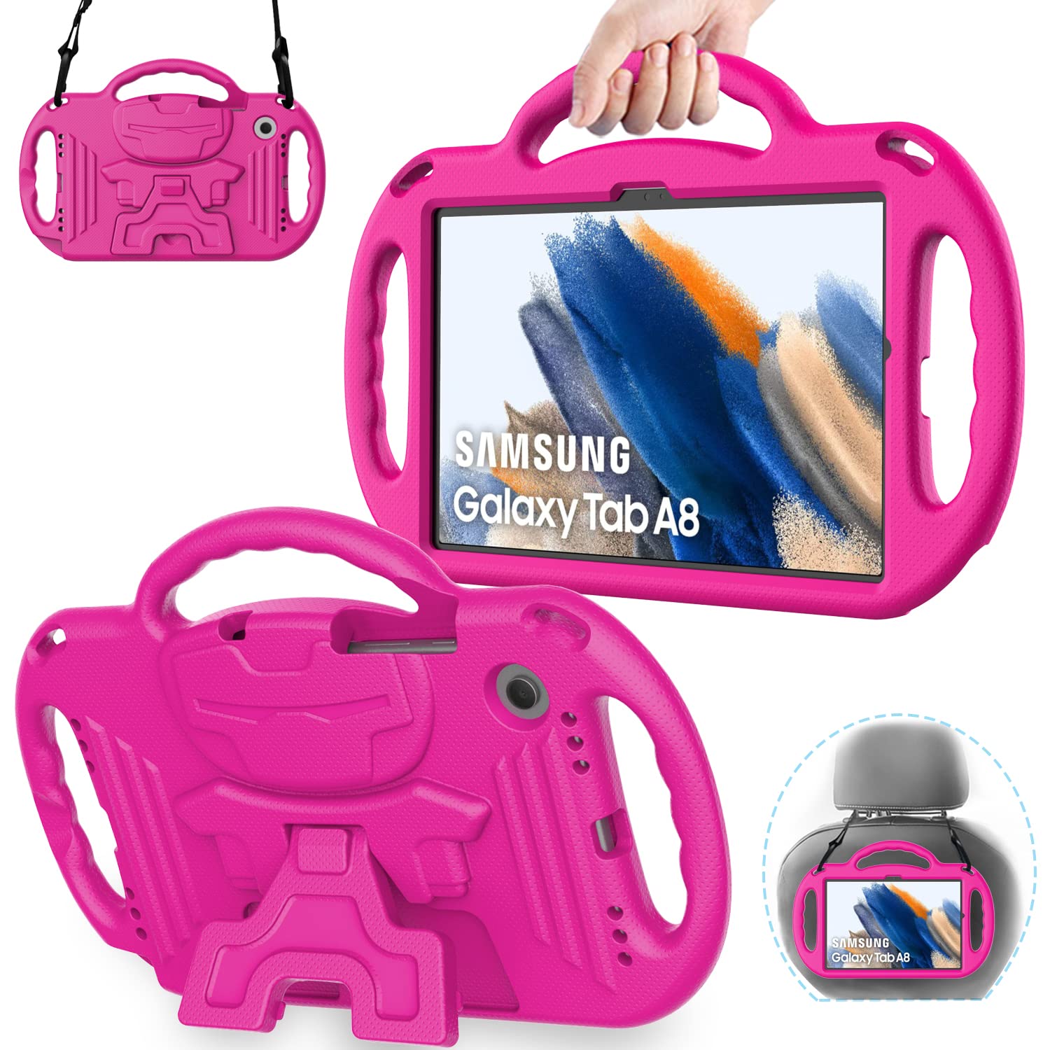 AVAWO Samsung Galaxy Tab A8 10.5 Case 2022 Kids Case (SM-X200/X205/X207), with Strap, Light Weight Shock Proof Handle Stand Case
