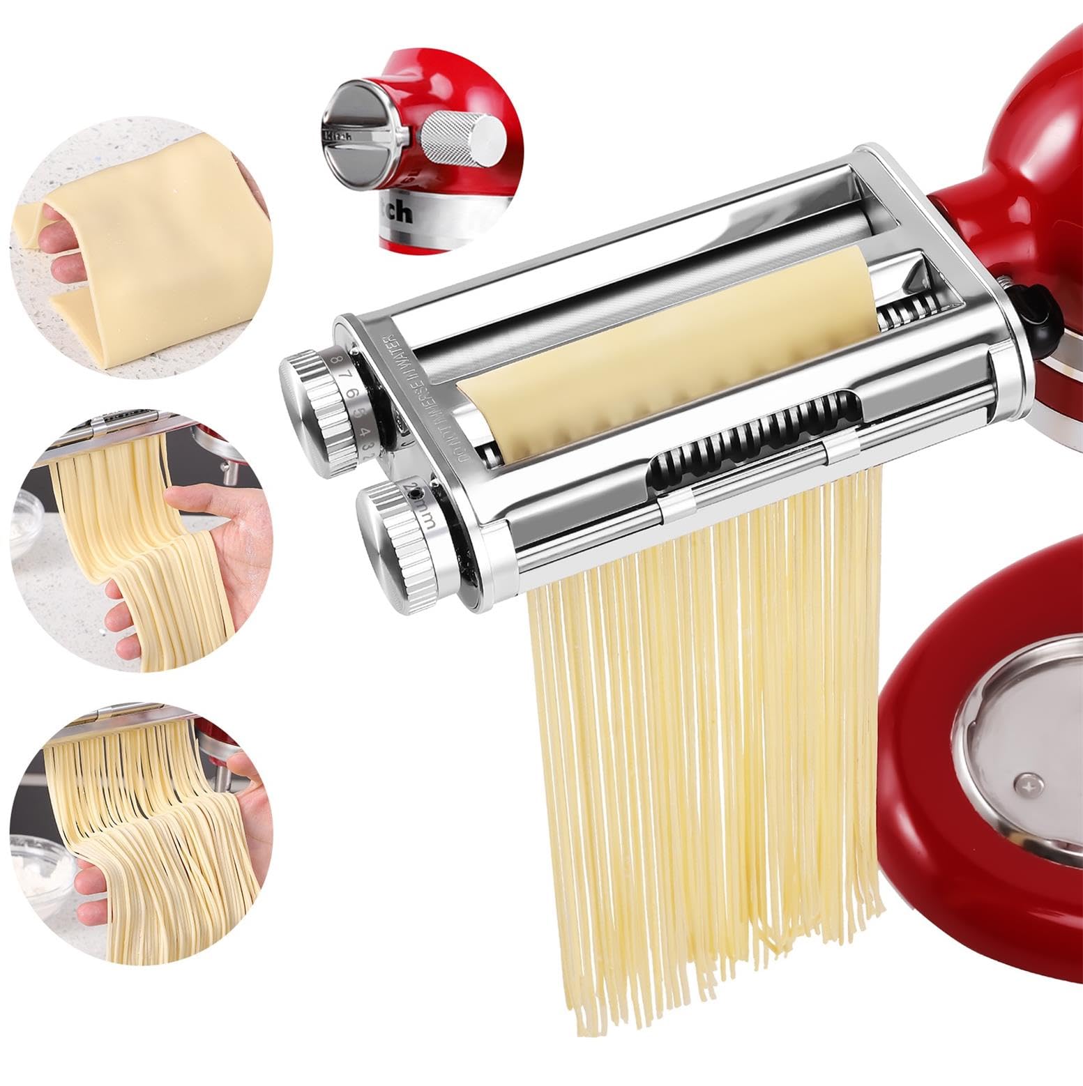 Favorkit Pasta Maker Attachment 3 In 1 Set Compatible For Kitchenaid Mixers Plus Hub Knob Screw Accessory Included Pasta Sheet R