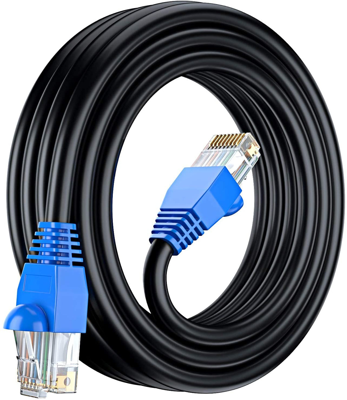 Mutecpower 15M Cat6 Outdoor Waterproof Direct Burial Ethernet Network Cable   Utp   Cca   550 Mhz   Black 15 Meter With Cable Ti
