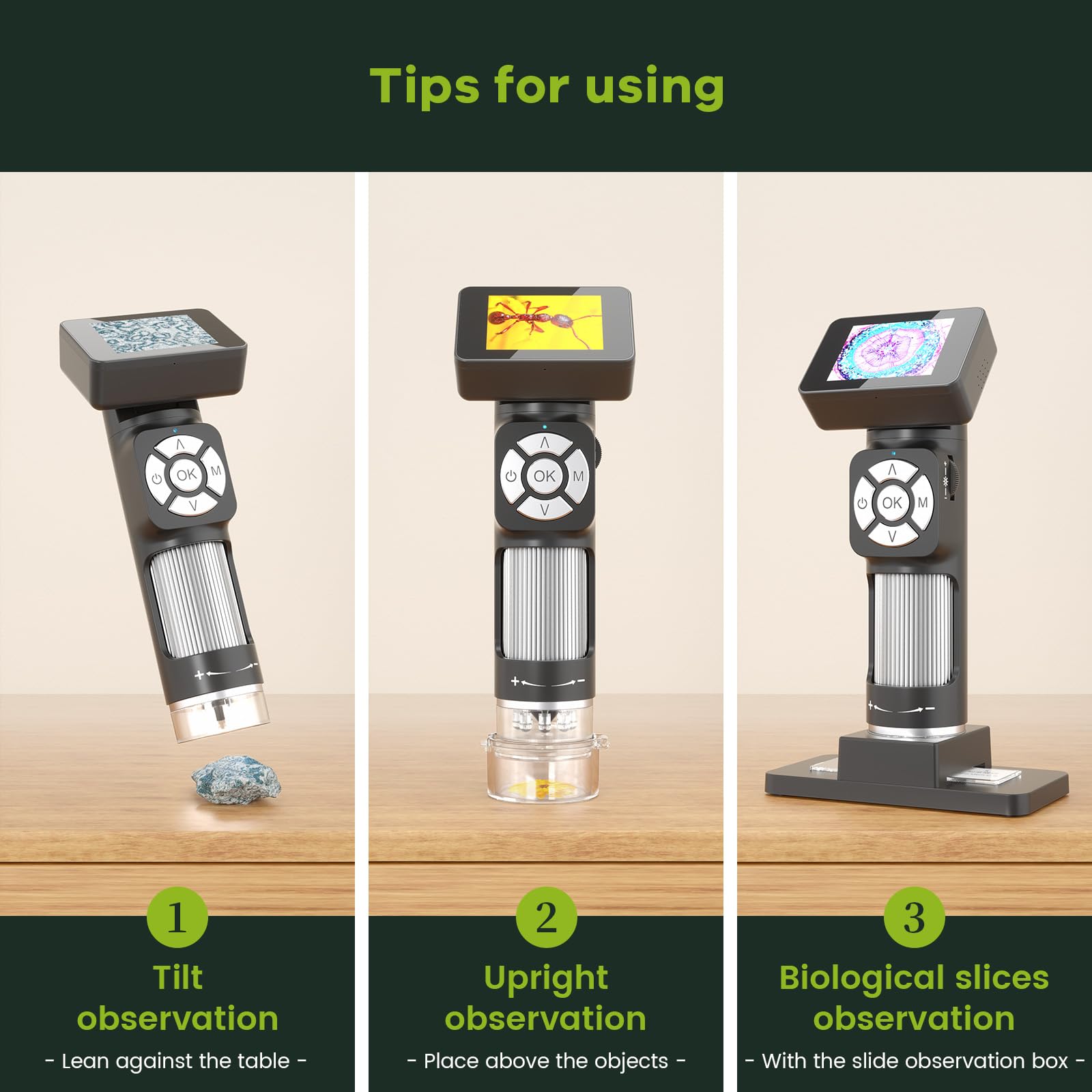 Joyalens Jl112 Handheld Digital Microscope For Kids And Adults, Portable Pocket Microscope With 2'' Lcd Screen, 1080P Usb Micros