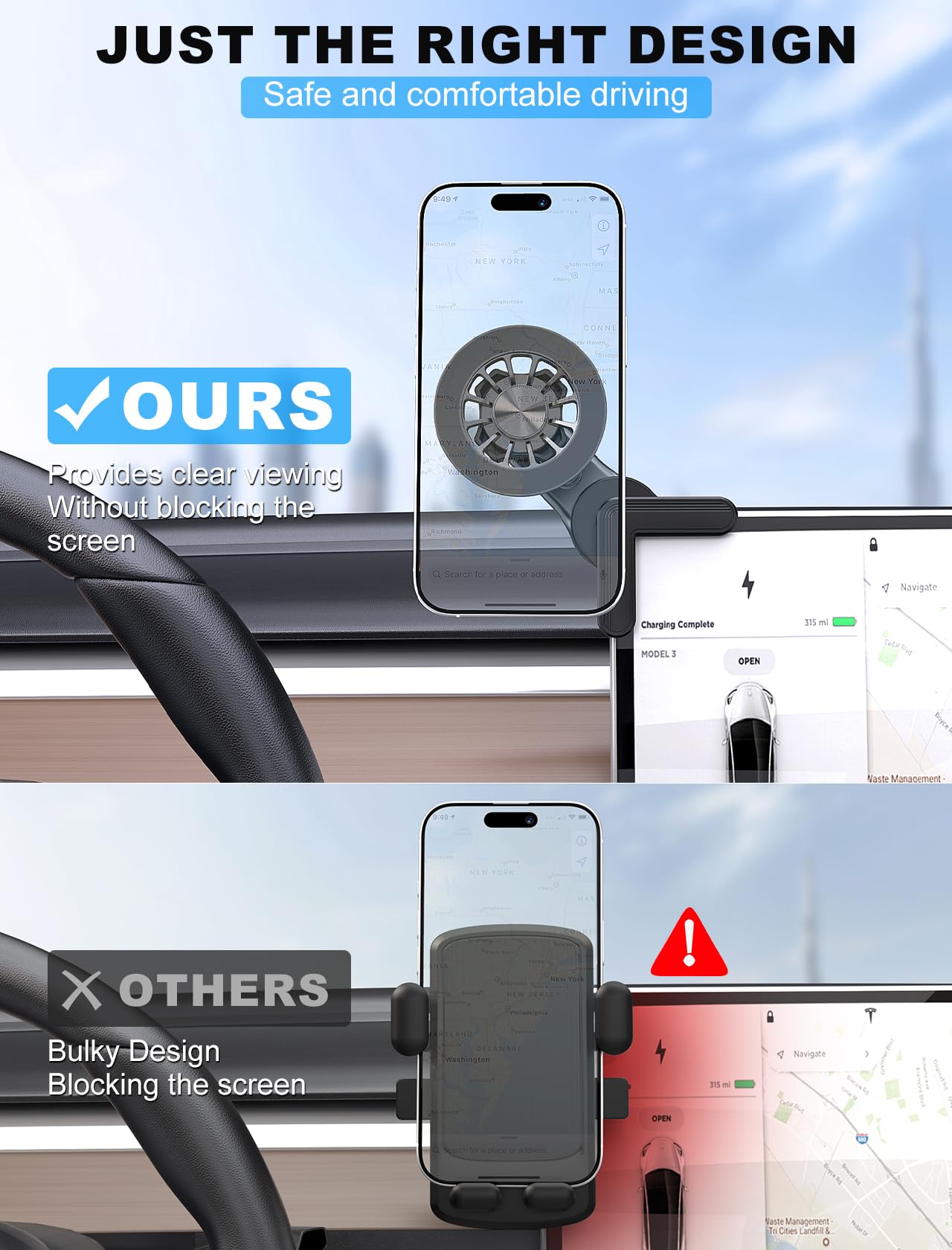 For Tesla Phone Mount, [Strongest Magnet] Magnetic Car Mount For Magsafe, For Tesla Model 3/Y/X/S/Cybertruck Touchscreen Car Pho