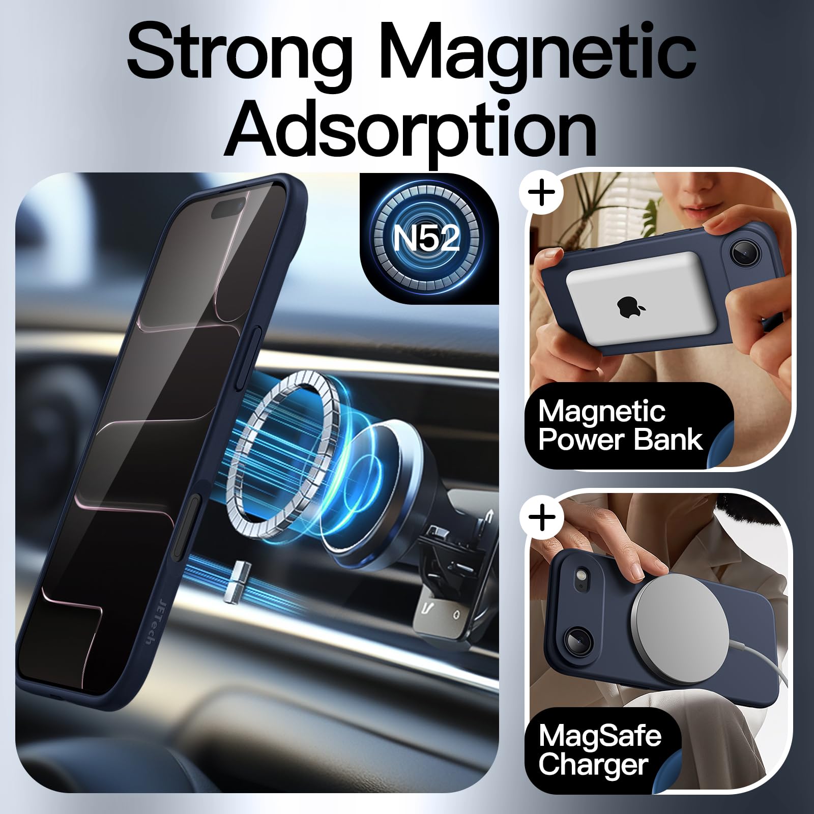 Jetech Magnetic Slim Case For Iphone 17 Air Compatible With Magsafe, Camera Lens Full Protection, Soft Tpu Thin Protective Phone