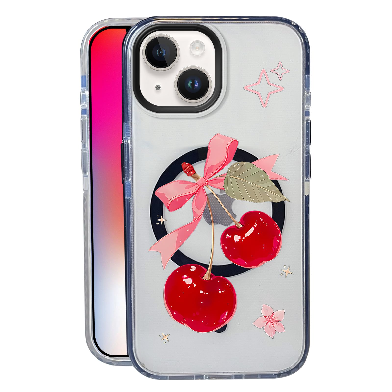Nimeey Big Cherry Bow for iPhone 13 Case,MagSafe Compatible,Matte Soft Slim Shockproof Cover,Anti-Fingerprint,Anti-Yellowing,Ant