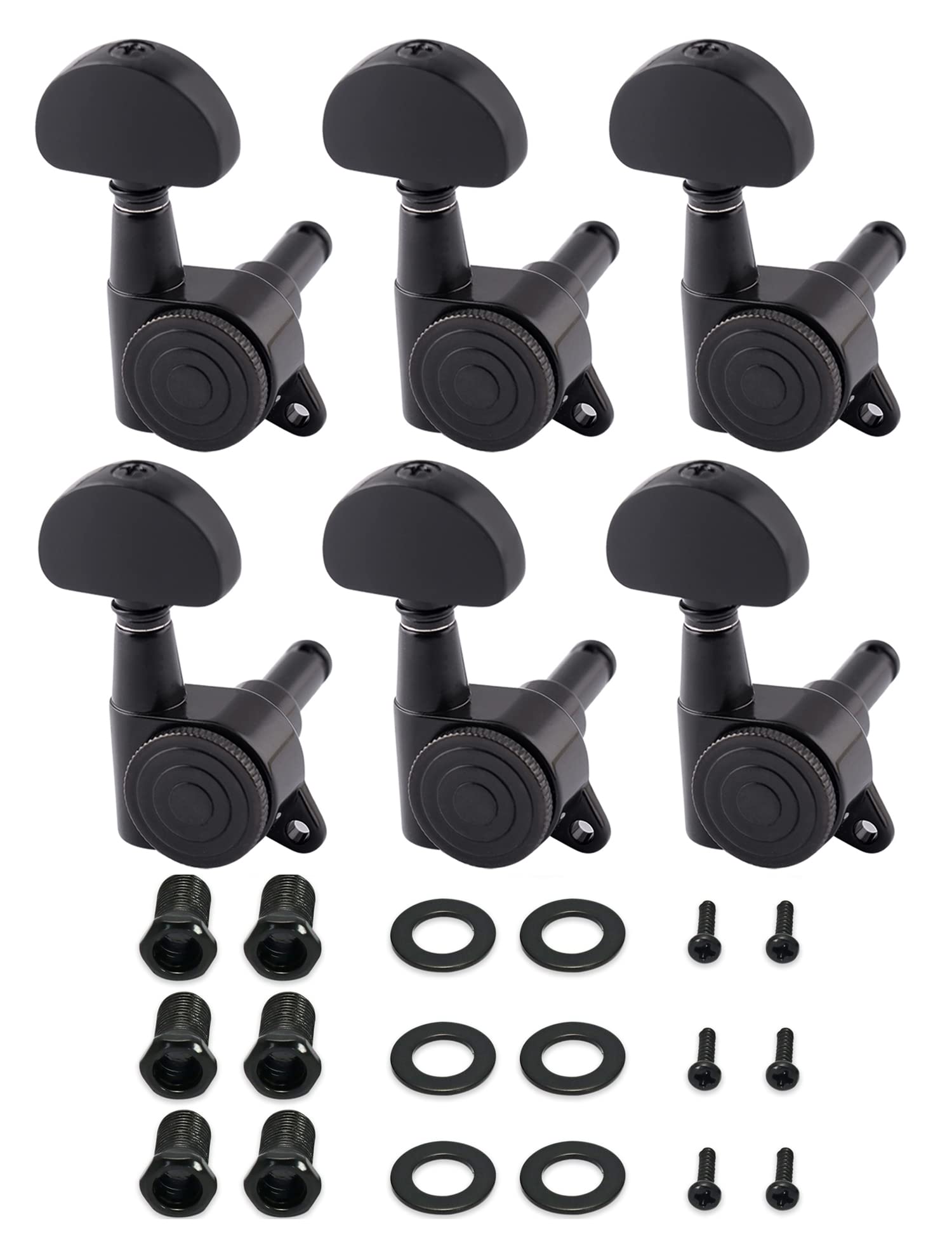 Metallor Locking Guitar String Tuning Pegs Tuning Keys Machine Heads Tuners 1:18 Gear Ratio 6 In Line For Right Handed Electric