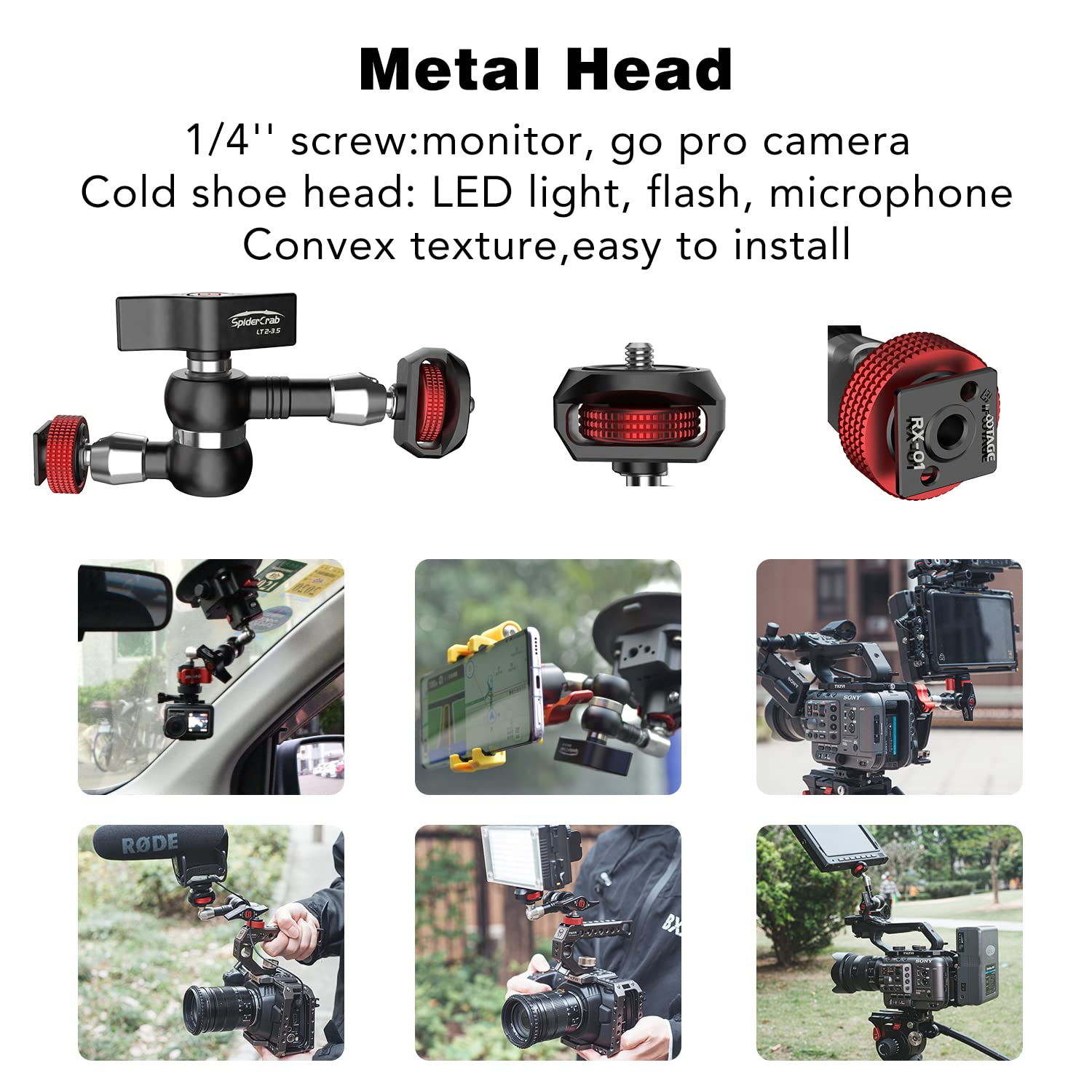 Ifootage Lt2 3.5 Spider Crab Magic Friction Arm,Aluminum Alloy & Stainless Steel,Fits For Dslr,Video Monitor,Flash Light,Microph