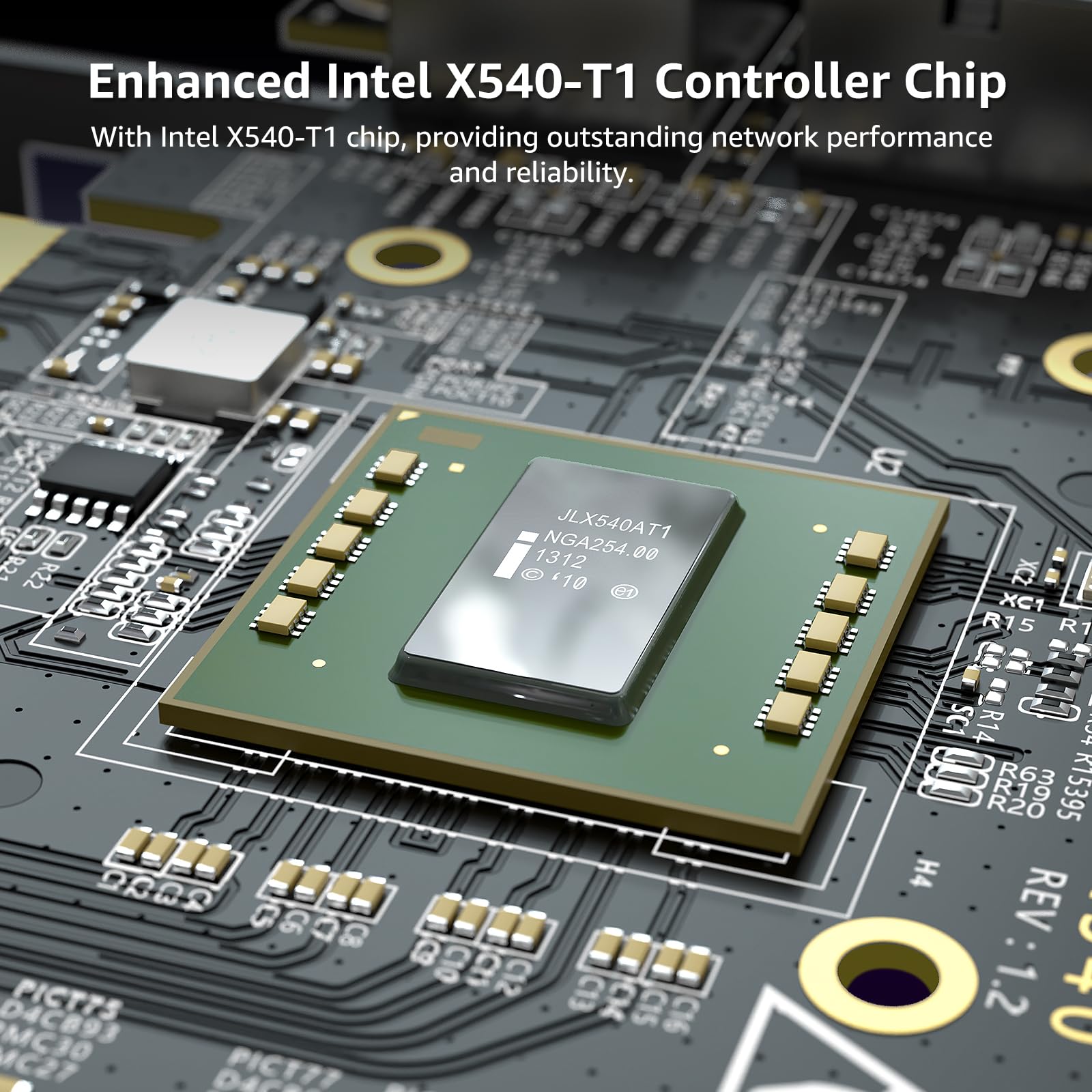 10G Pci E Network Card With 10Gbps Single Rj45 Port, Intel X540 T1 Conrtoller, Vimin 10Gb Base T Pci E Network Card Compatible W