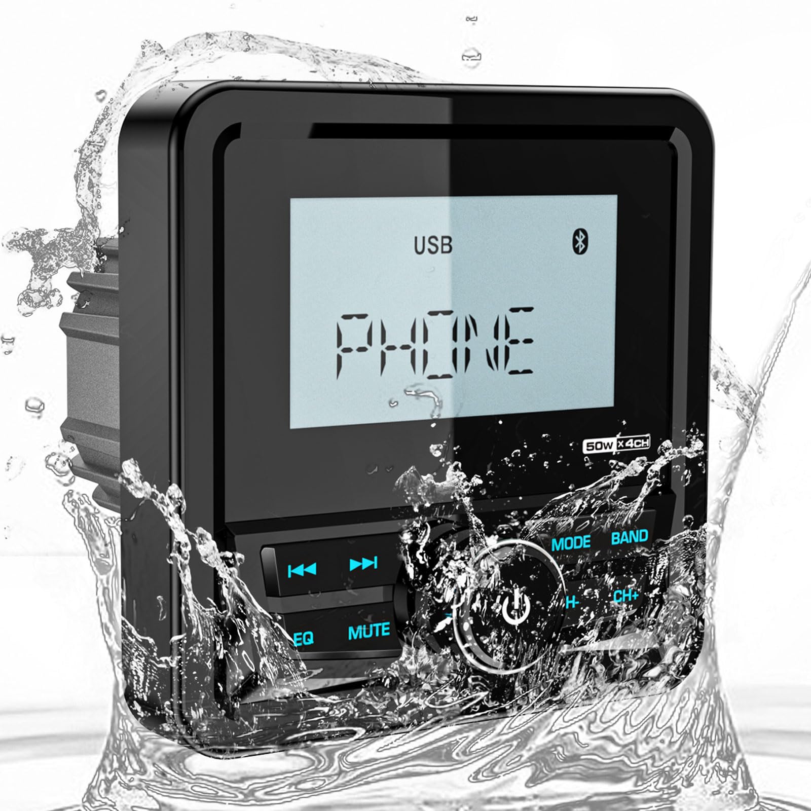 Waterproof Marine Digital Media Receiver   Bluetooth Marine Stereo With 2.8 Inch Lcd Display   Aux Usb Input Am Fm Subwoofer Pre