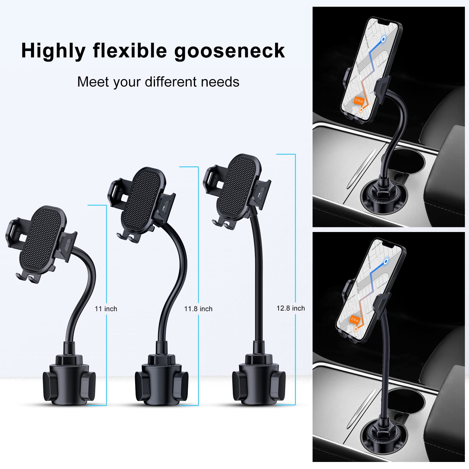 Lopnord Car Phone Holder Mount Cup Holder, Phone Mount For Car Compatible With Iphone 14 13 Pro Max/Samsung Galaxy S23 S22 Ultra/S21/S20, Cell Phone Holder Car Flexible Gooseneck Phone Holder For Car