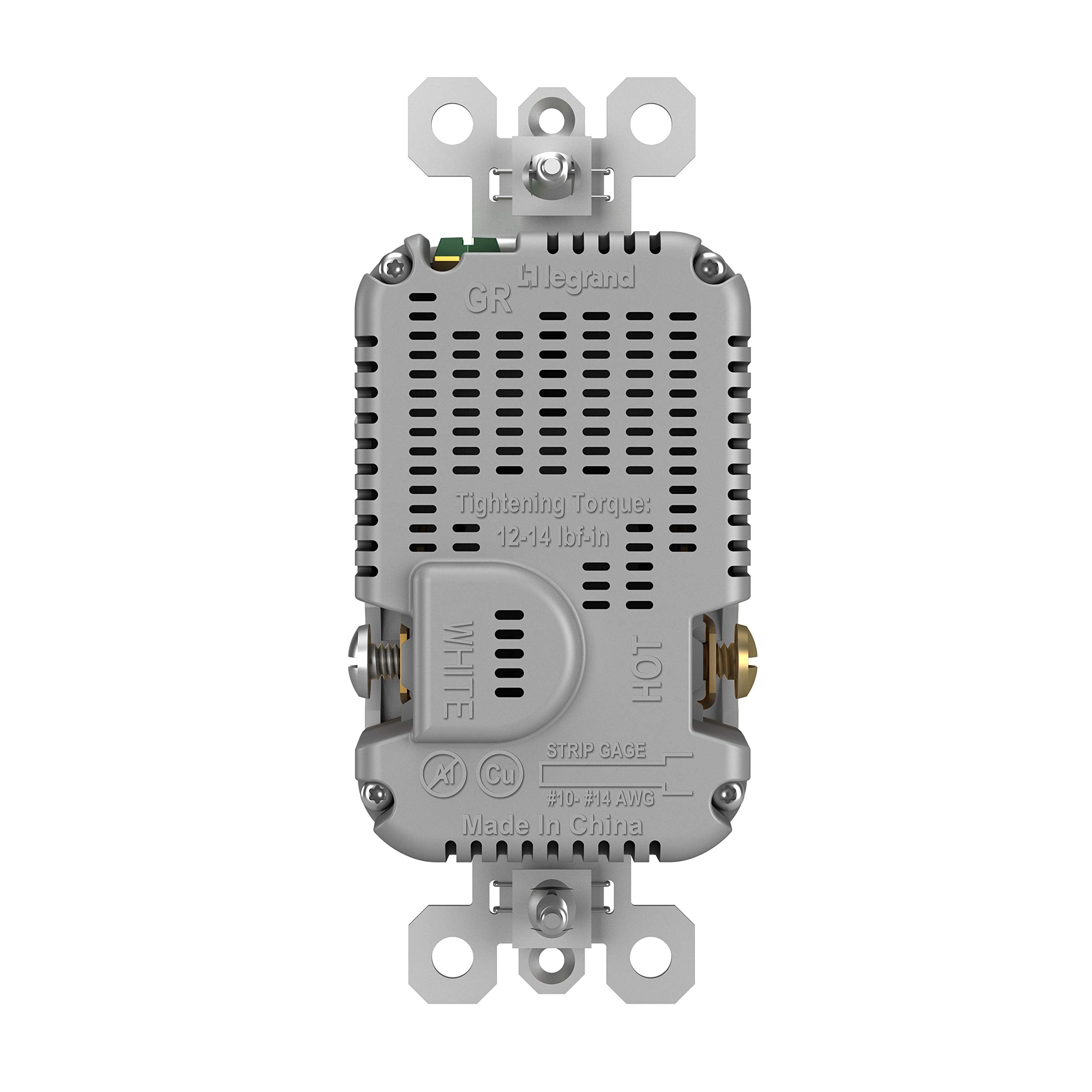Legrand Pass & Seymour Tr15Usbac6Gry 15 Amp Tamper Resistant Heavy Duty Specification Grade Decorator Duplex Receptacle Outlet W