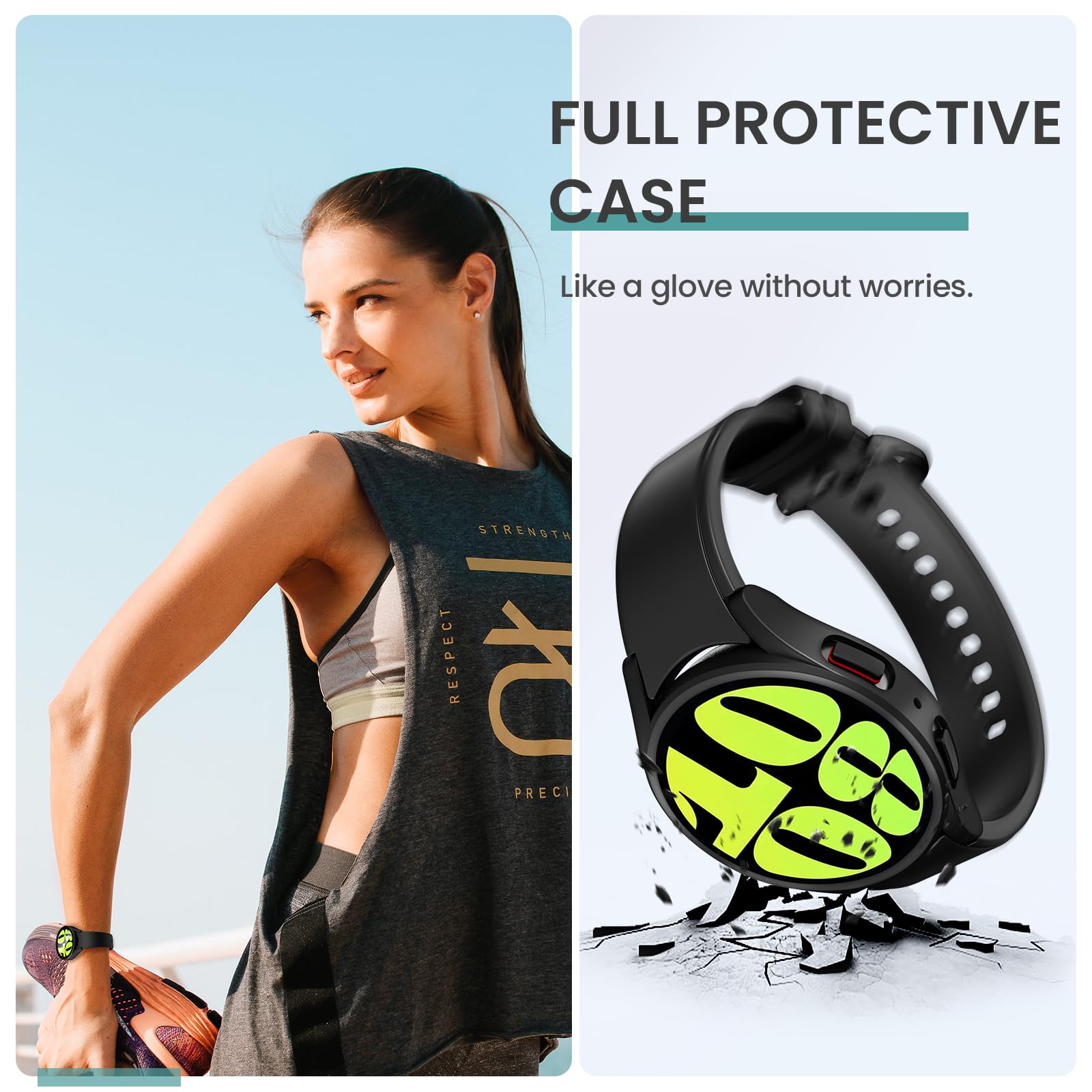 Tensea [5+5Pack For Samsung Galaxy Watch 6 Screen Protector Case 44Mm Accessories, Hard Pc Bumper/Hd Anti-Fog Tempered Glass Pro