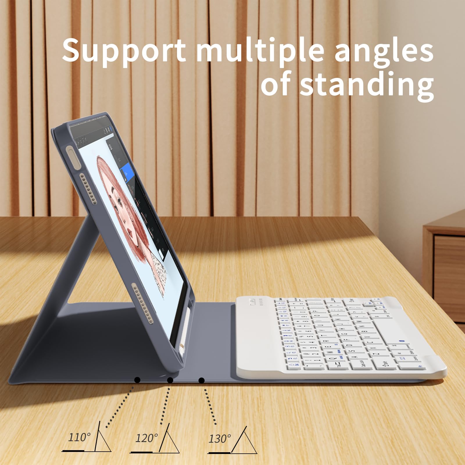 Kenke Keyboard Case For Ipad 10Th Generation 10.9 Inch 2022, Stand Folio Smart Cover With Magnetically Detachable Wireless Keybo