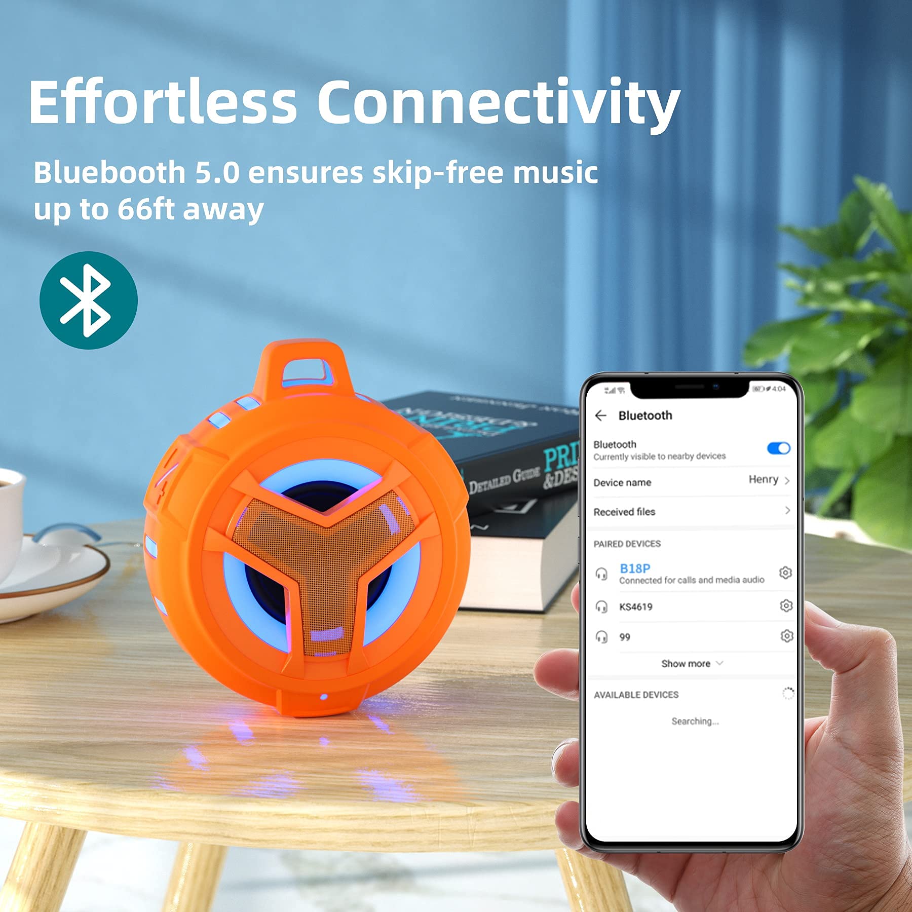 Eboda Bluetooth Shower Speaker, Ipx7 Waterproof Portable Wireless Small Mini Speakers, Floating, 2000 Mah With Rgb Light For Poo