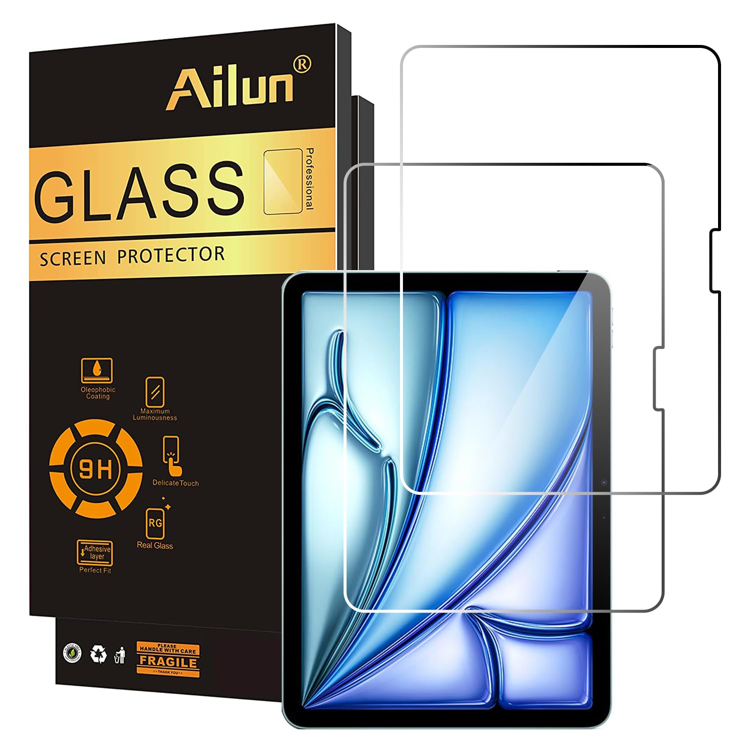Ailun Screen Protector For Ipad Air 11 Inch 6 Generation [2024 6Th Gen], Ipad Pro 11 Inch 2024 5Th Generation Tempered Glass [Fa
