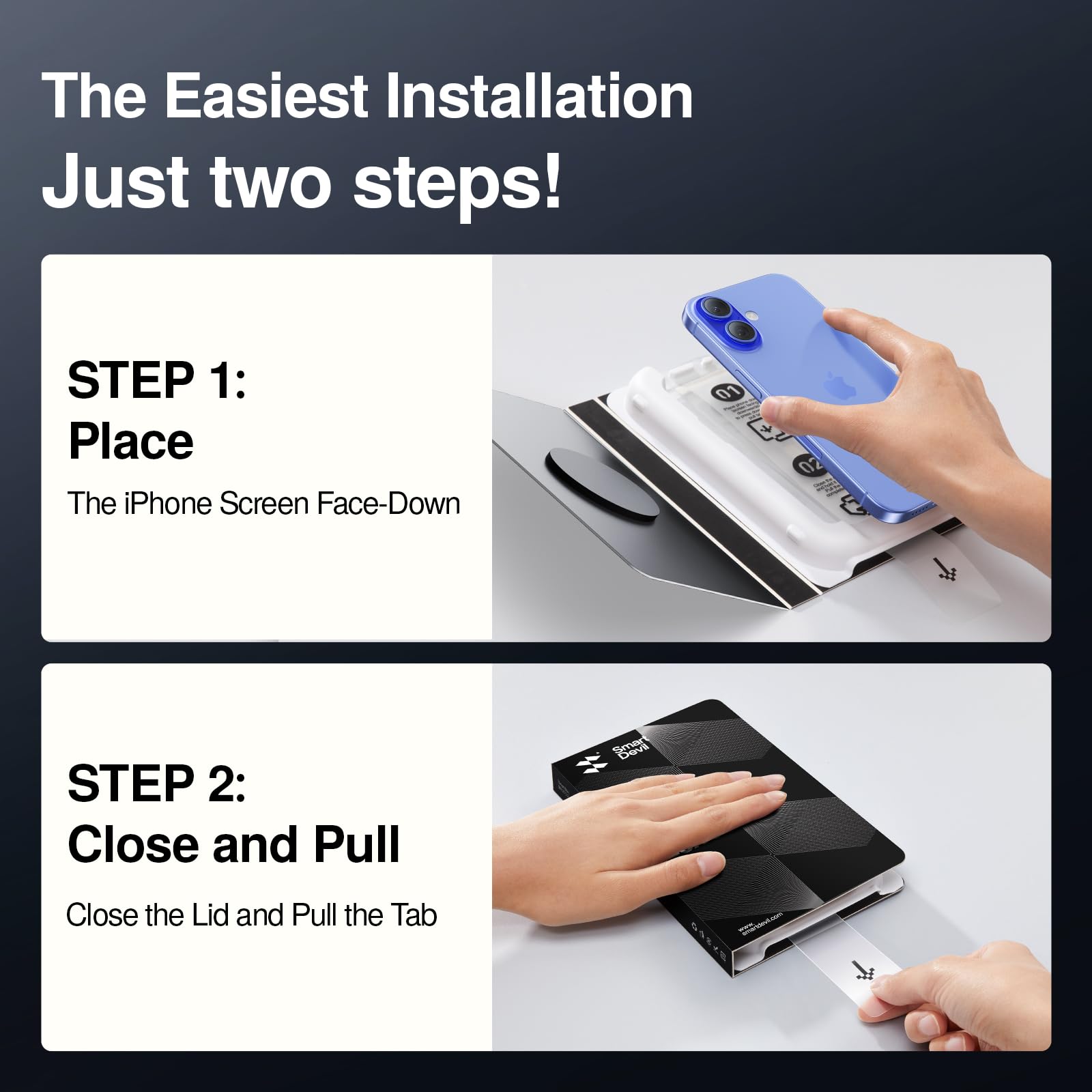 SMARTDEVIL iPhone 16 Plus Tempered Glass Screen Protector, Military Grade, Bubble-Free, Easy Install, Transparent, 3 Pack