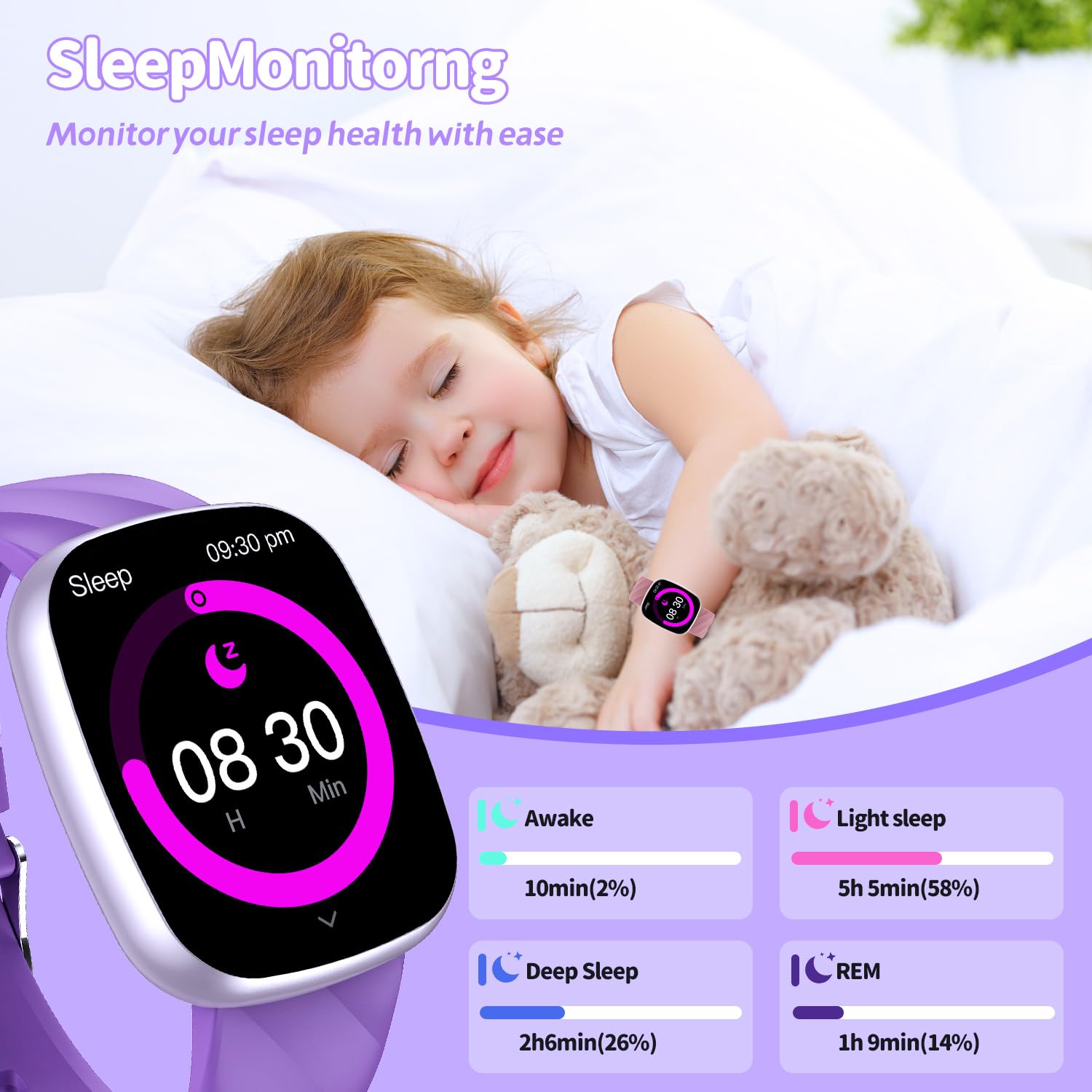 Ayataha Smart Watch For Kids, Kids Fitness Tracker Watch For Boys Girls Ages 5-15, Activity Tracker, Heart Rate Sleep Monitor, I