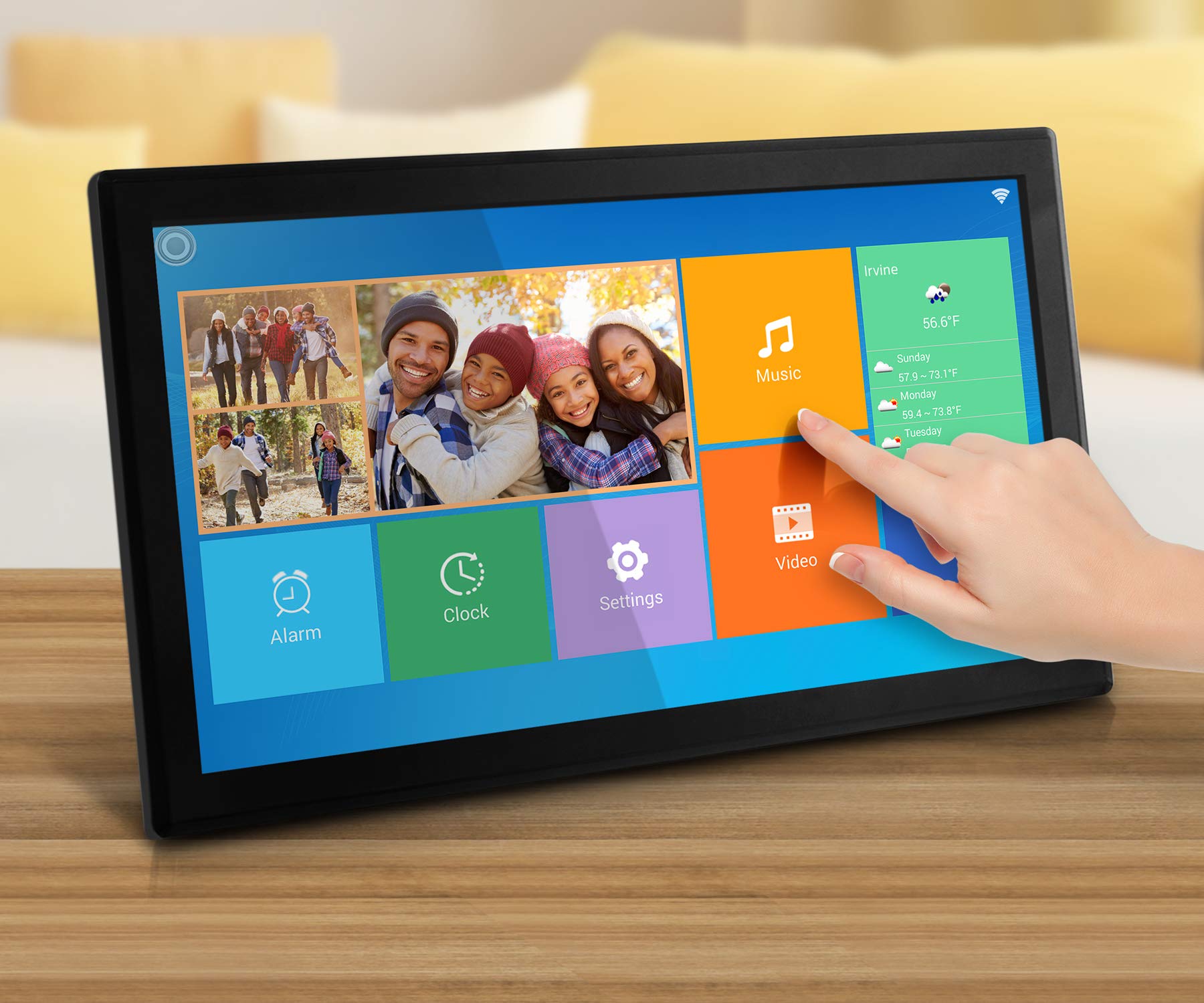 Aluratek 17'' Wifi Digital Picture Frame, Touchscreen Ips Lcd Digital Picture Frame, 16Gb, Wireless Photo Sharing, Stylish Black