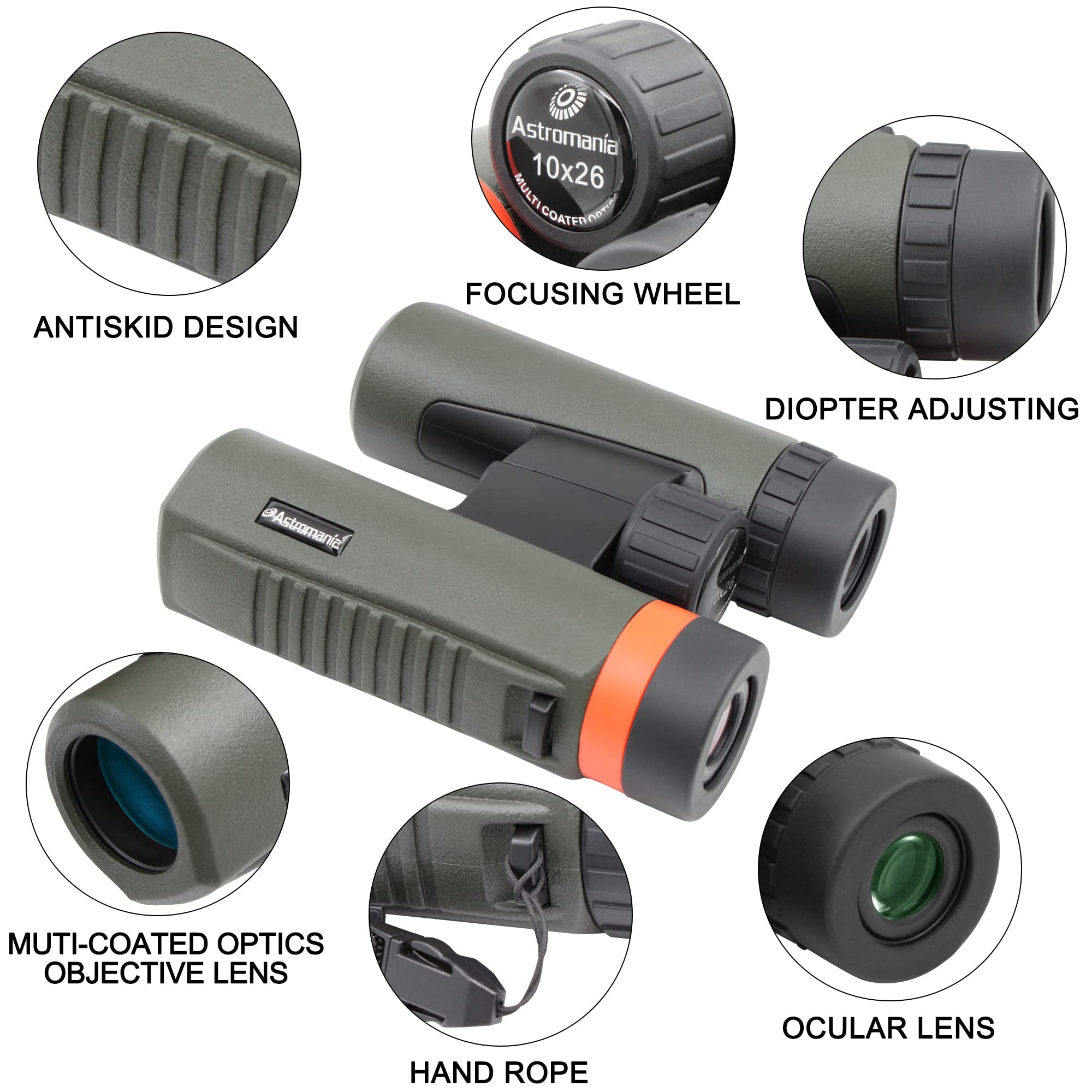 Astromania 10X26 Waterproof Compact Binoculars For Traveling, Wildlife, Camping And Sport Games, Theater And Concerts, Bird Watc