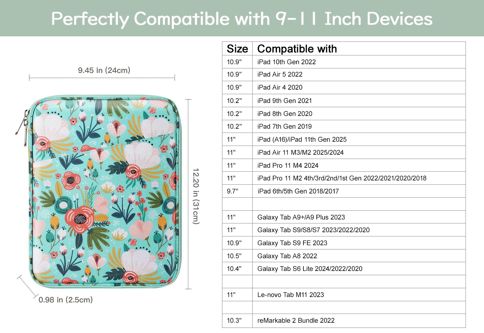 Dadanism 9-11 Inch Tablet Sleeve Bag Carrying Case For Ipad (A16) 11Th Gen 11, Ipad 10Th Gen 10.9 Air 5/4, I-Pad Air/Pro 11, I-P