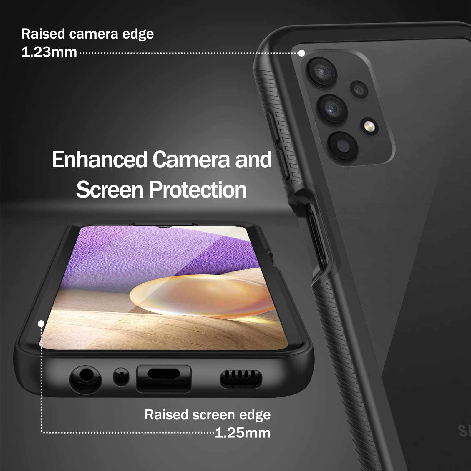 Wahhle Compatible With Samsung Galaxy A32 5G Case, Built In Screen Protector Full Body Shockproof Slim Fit Bumper Protective Pho