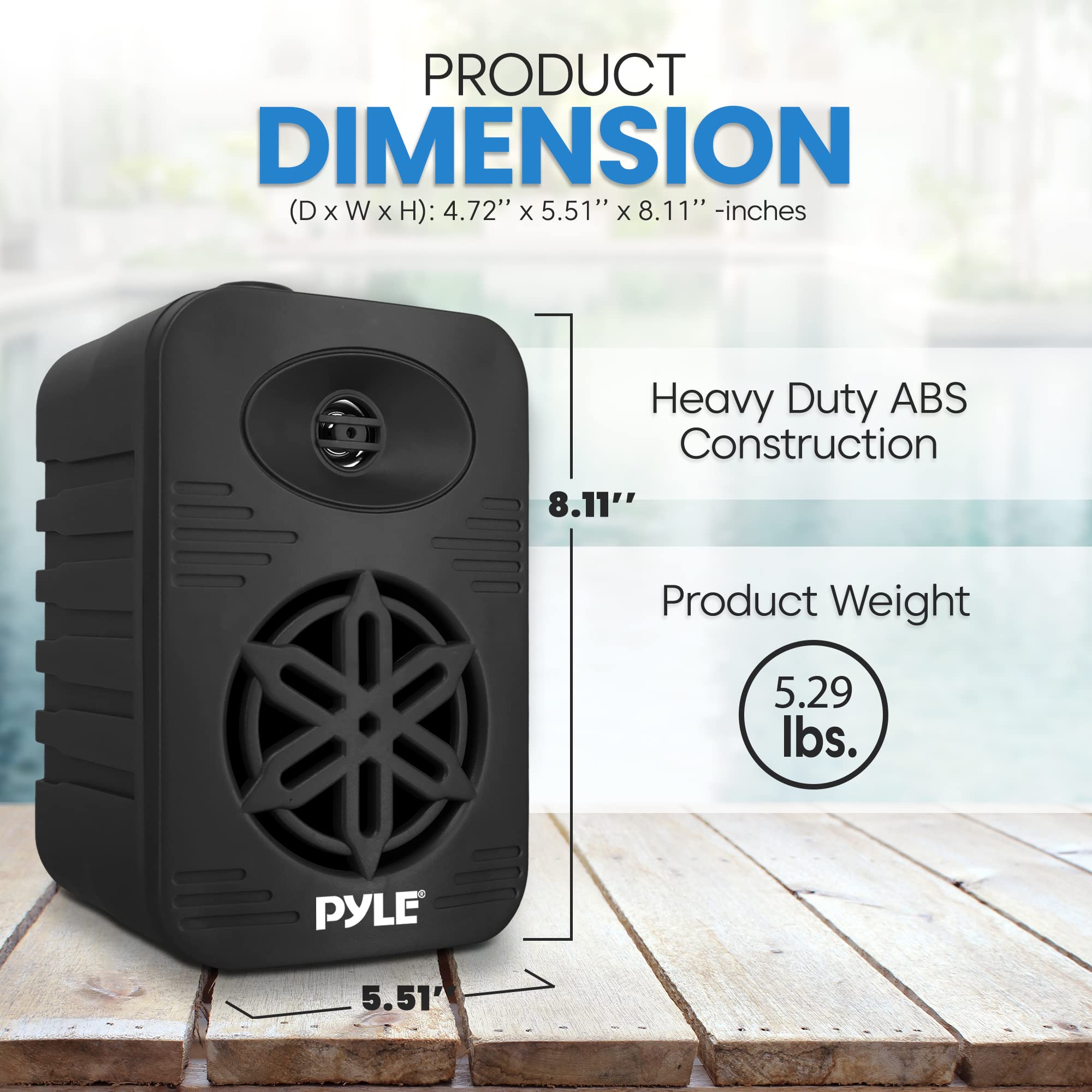 Pyle Indoor Outdoor Speakers Pair - 300 Watt Dual Waterproof 4    2-Way Full Range Speaker System W/ 1/2    High Compliance Poly