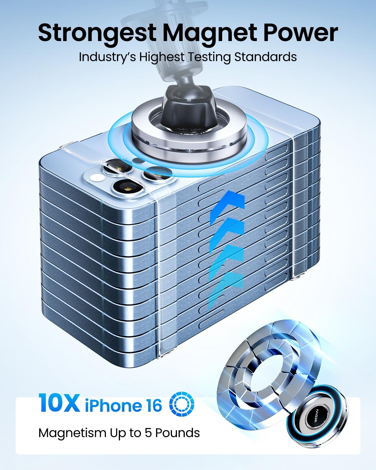 Reevaa For Magsafe Car Mount [Strongest Magnet Power] Magnetic Phone Holder For Car Vent, 360 Adjustable Magnetic Car Mount Acce