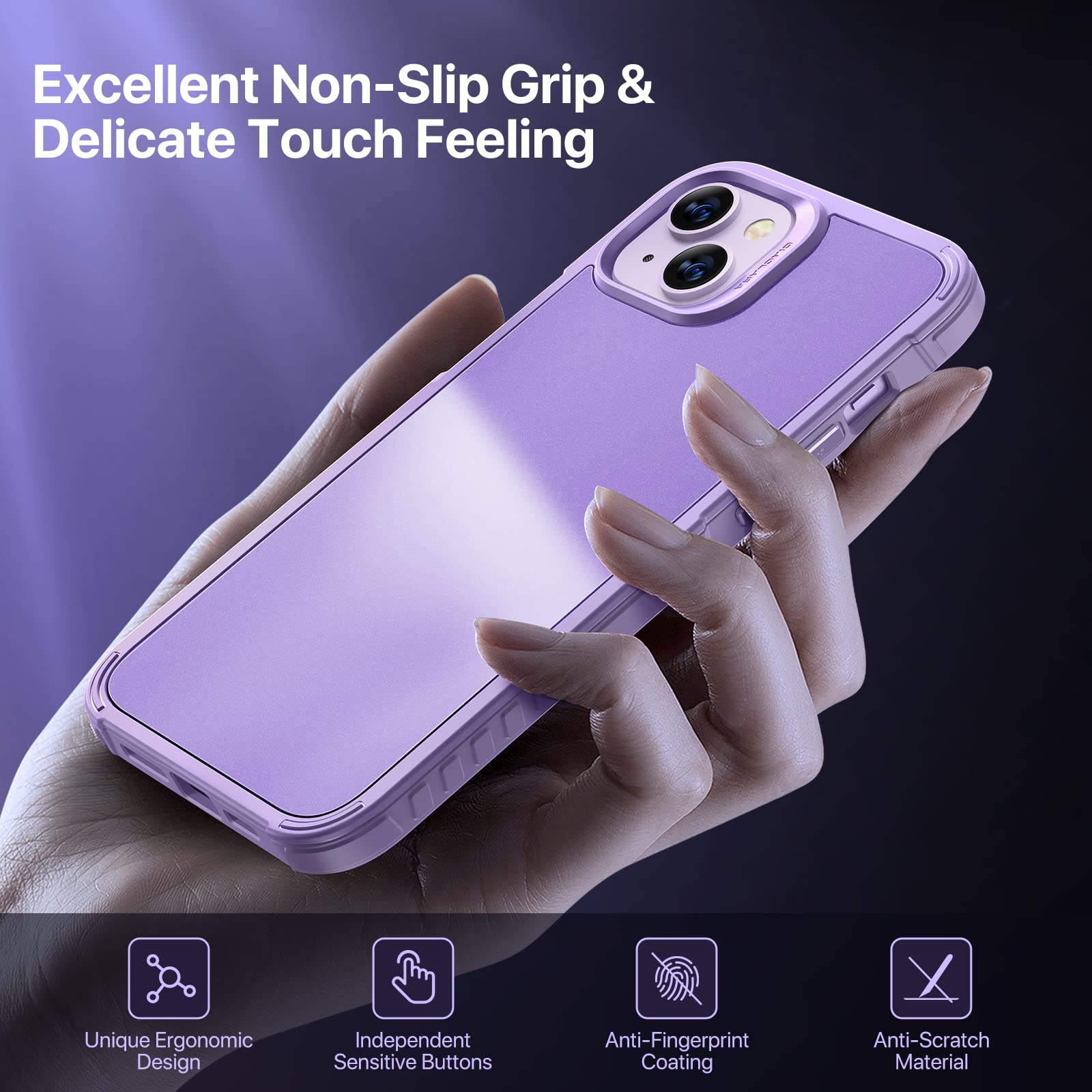 Diaclara [5 In 1 Shockproof Designed For Iphone 14 Case, With 2 Pack Tempered Glass Screen Protector + 2 Pack Camera Lens Protec