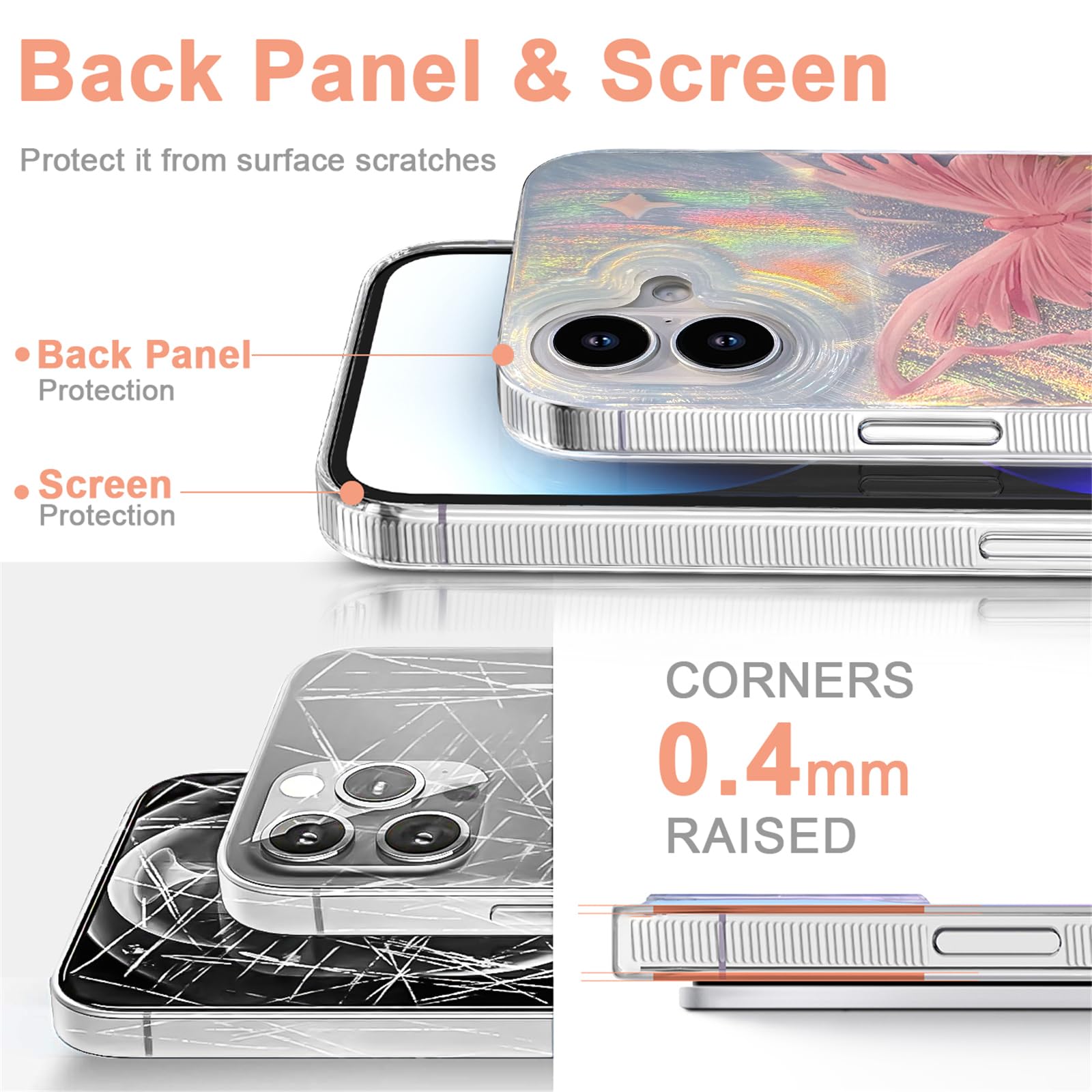 I Mgae In Ar Compact Case For Iphone 16 Plus Pale Pink Butterfly Design,Cute Trendy Soft Slim Tpu Shockproof Protective Phone Ca