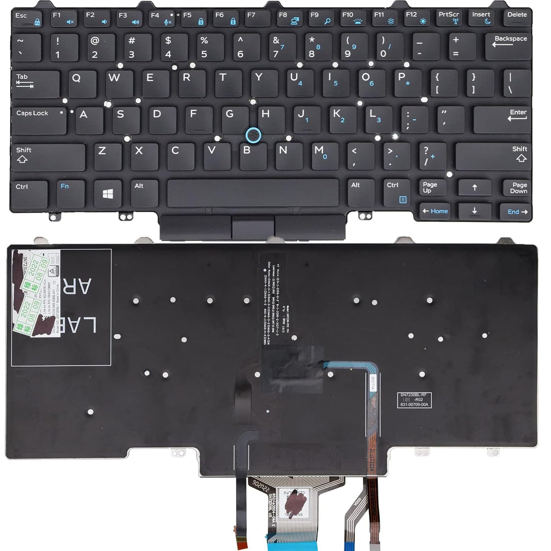 Tlbtek Backlight Keyboard Replacement With Pointer Compatible With Dell Education E5450 E5470 E5480 E7450 P40G E7470 E7480,Latit