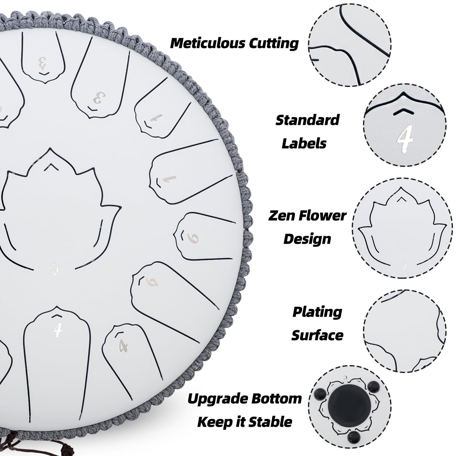 Steel Tongue Drum 13 Inch 15 Notes,Hand Drums With C Key Travel Bag Drumsticks Holder Finger Paddles And Music Book,Handpan Perc