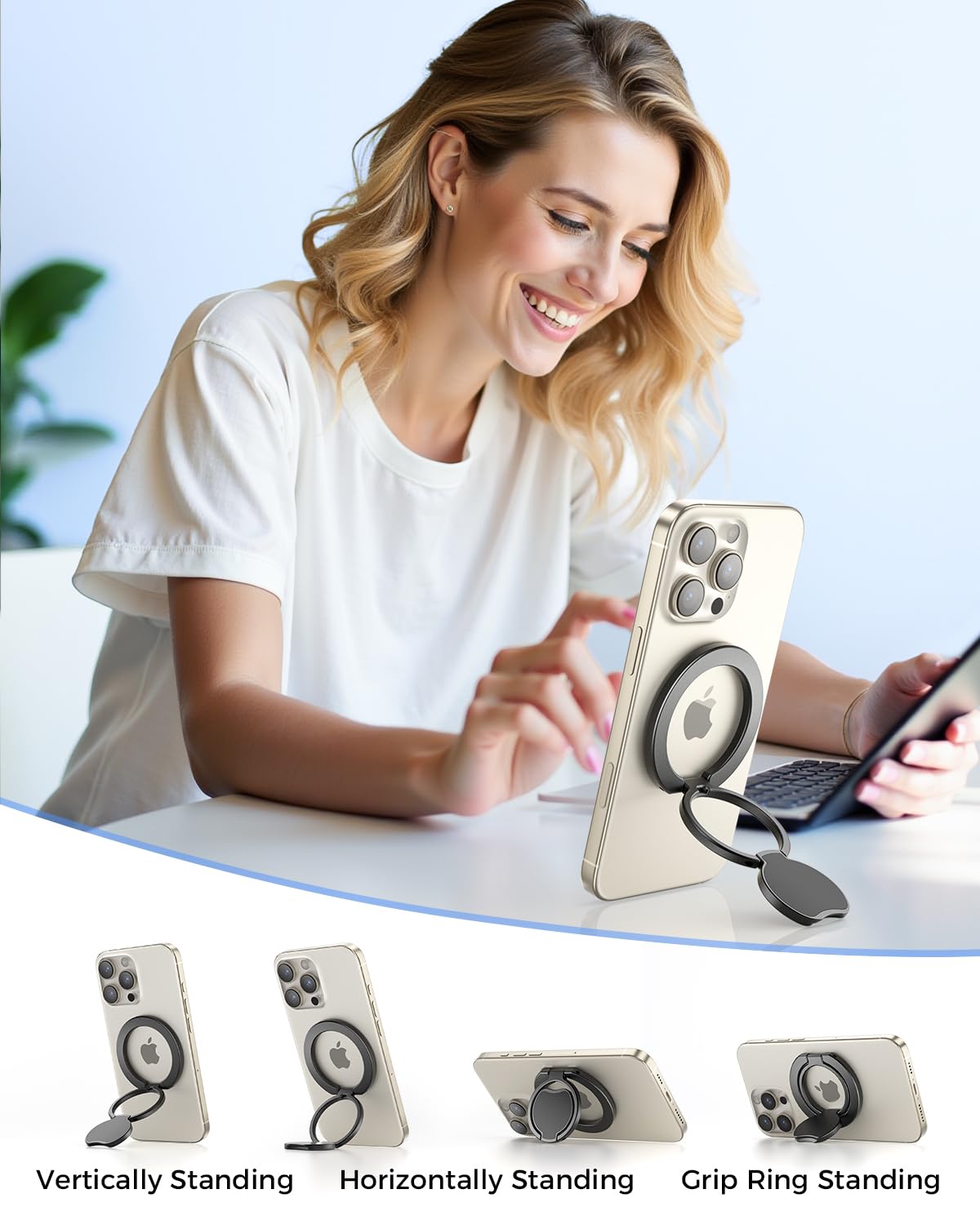 Superone Dual-Side Magnetic Ring Holder For Magsafe, 2025 Upgraded Removable Gym Mag Safe Phone Grip With Kickstand For Iphone 1