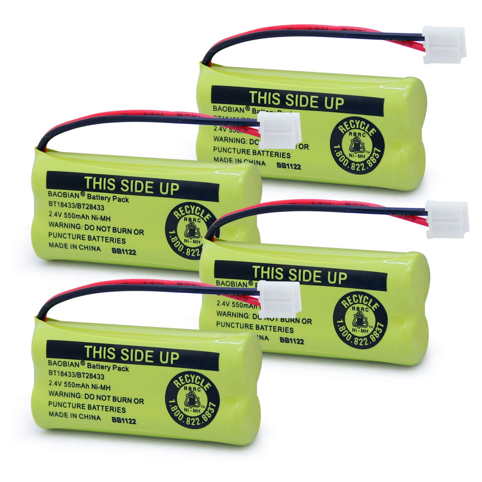 Baobian Bt18433/Bt28433 Bt184342 Bt284342 Bt1011 Bt 1011 Cordless Phone Battery Cl80109 Cs6209 Tl90078 Bt 8300 Batt 6010 Cs6219 Cs6229 Bt 1018 Bt 1022 (4Pack)