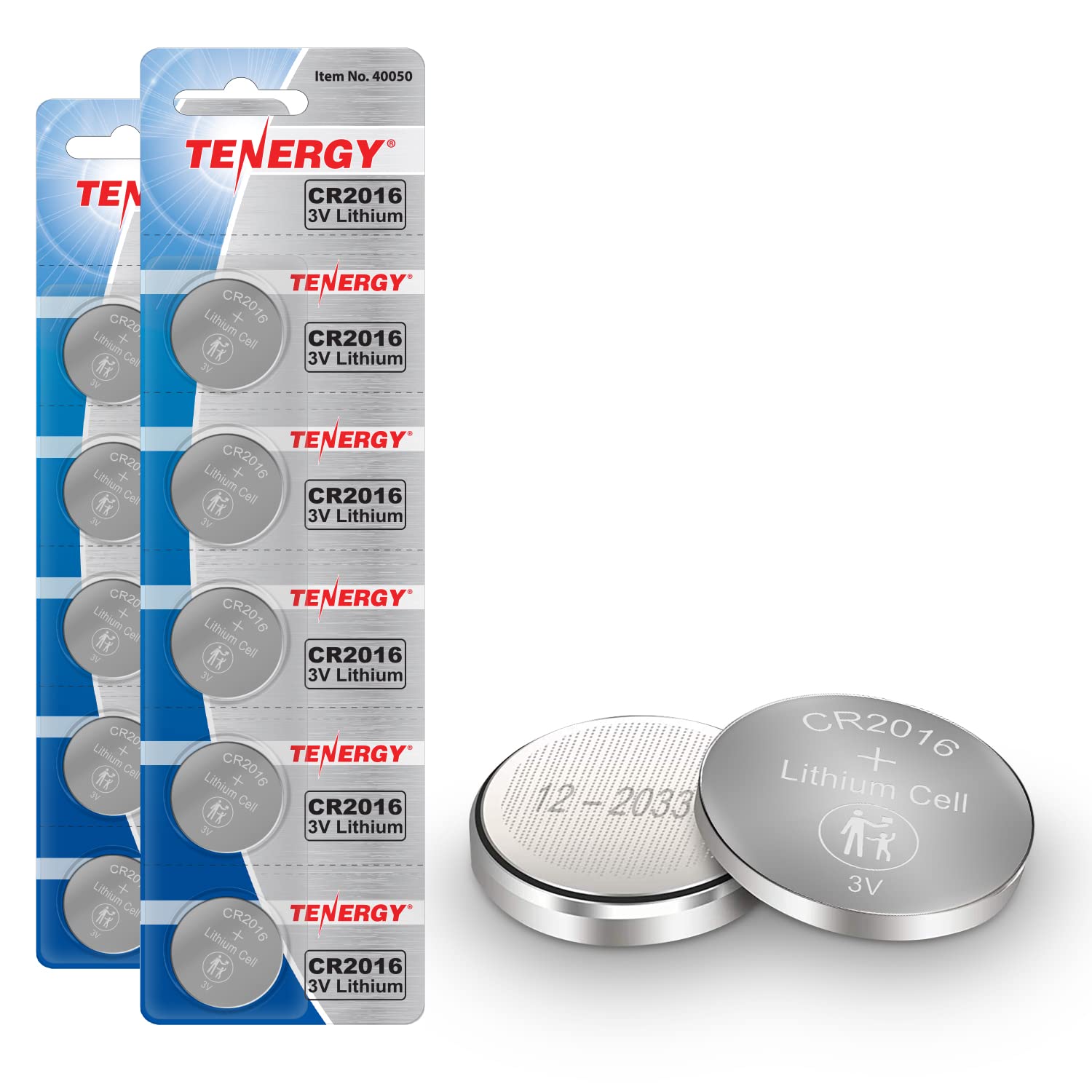 Tenergy CR2016 Battery, CR2016 3V Lithium Battery Watches, Key Fobs, Calculators, Medical Devices, and More, 10 Count (Pack 2)