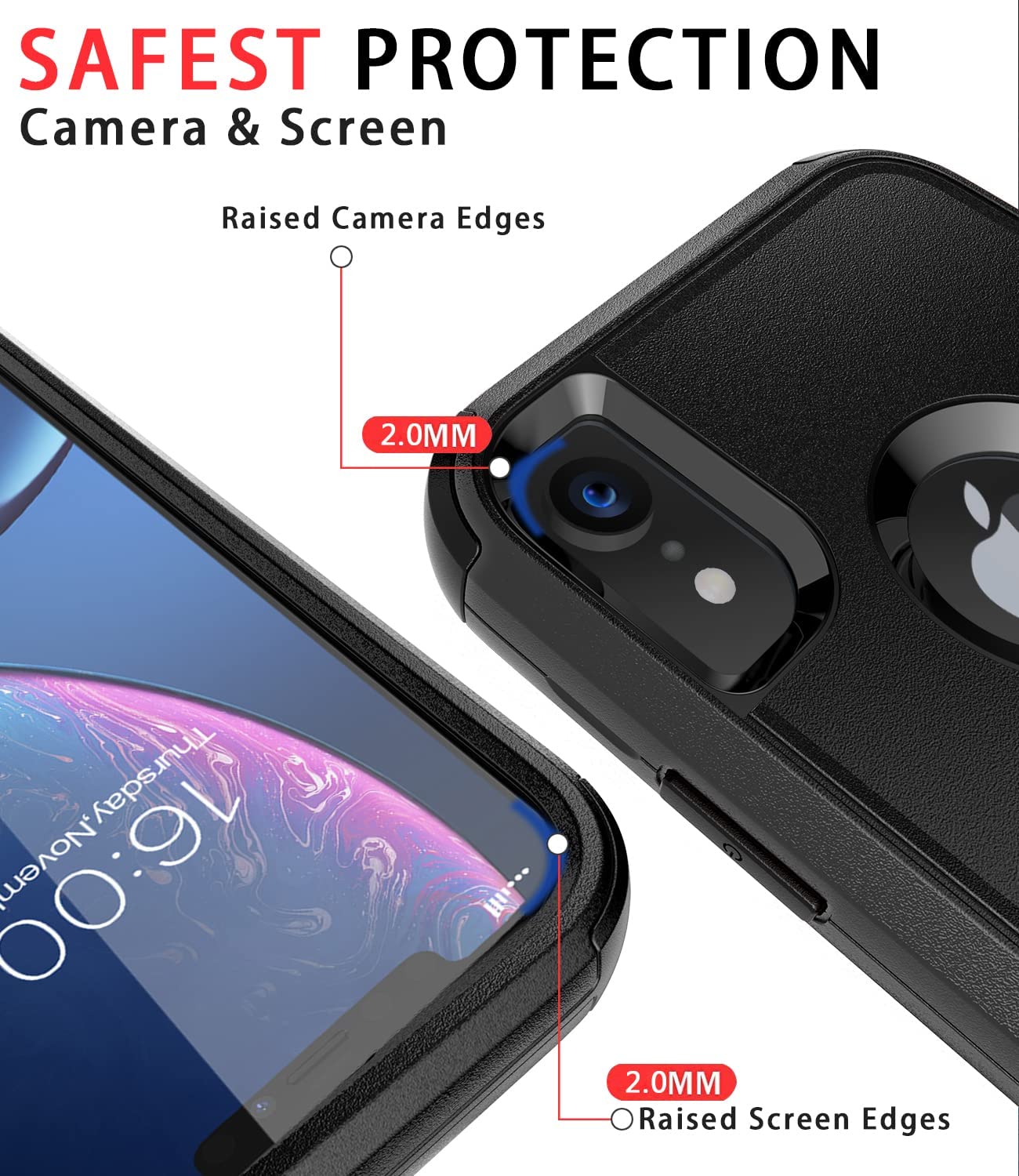 Diverbox iPhone XR Case - Shockproof, Dropproof, Dust-Proof, Heavy Duty, Black, Thermoplastic Polyurethane, Model DIVERBOX-TQ2
