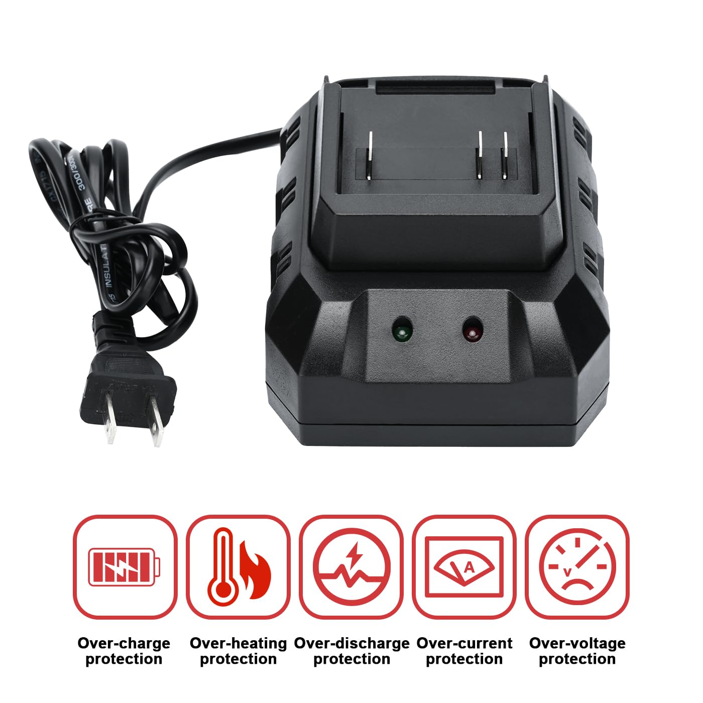 21V Battery Single Port Rapid Charger Base, Fast Charger Compatible 21V Lithium Ion Battery By Shintyool (Battery Not Included)