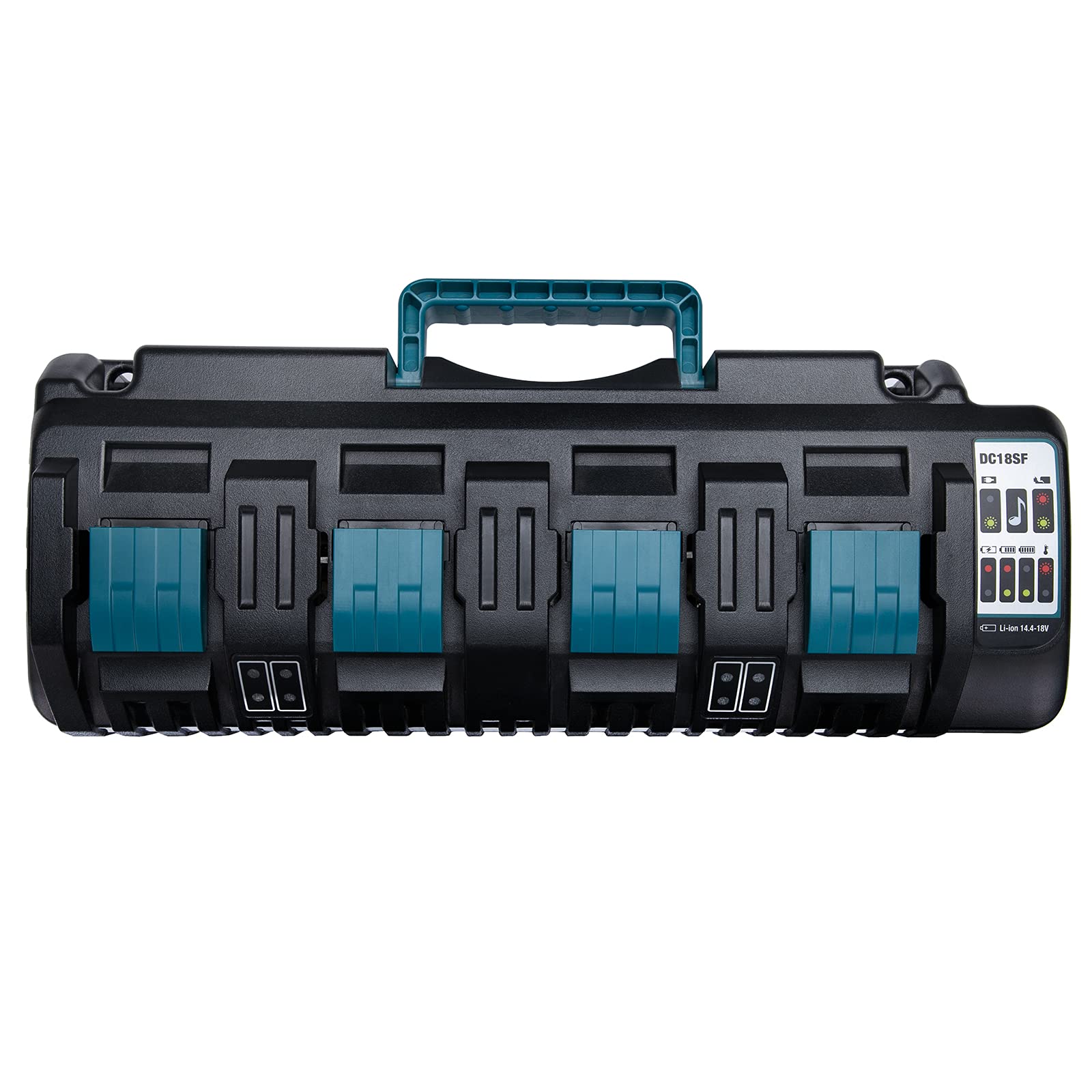 Battery Charger For Makita 18V Battery, 4 Port Charger Station Dc18Sf With 2 Usb A Ports, Simultaneous Rapid Charging For 4 Maki