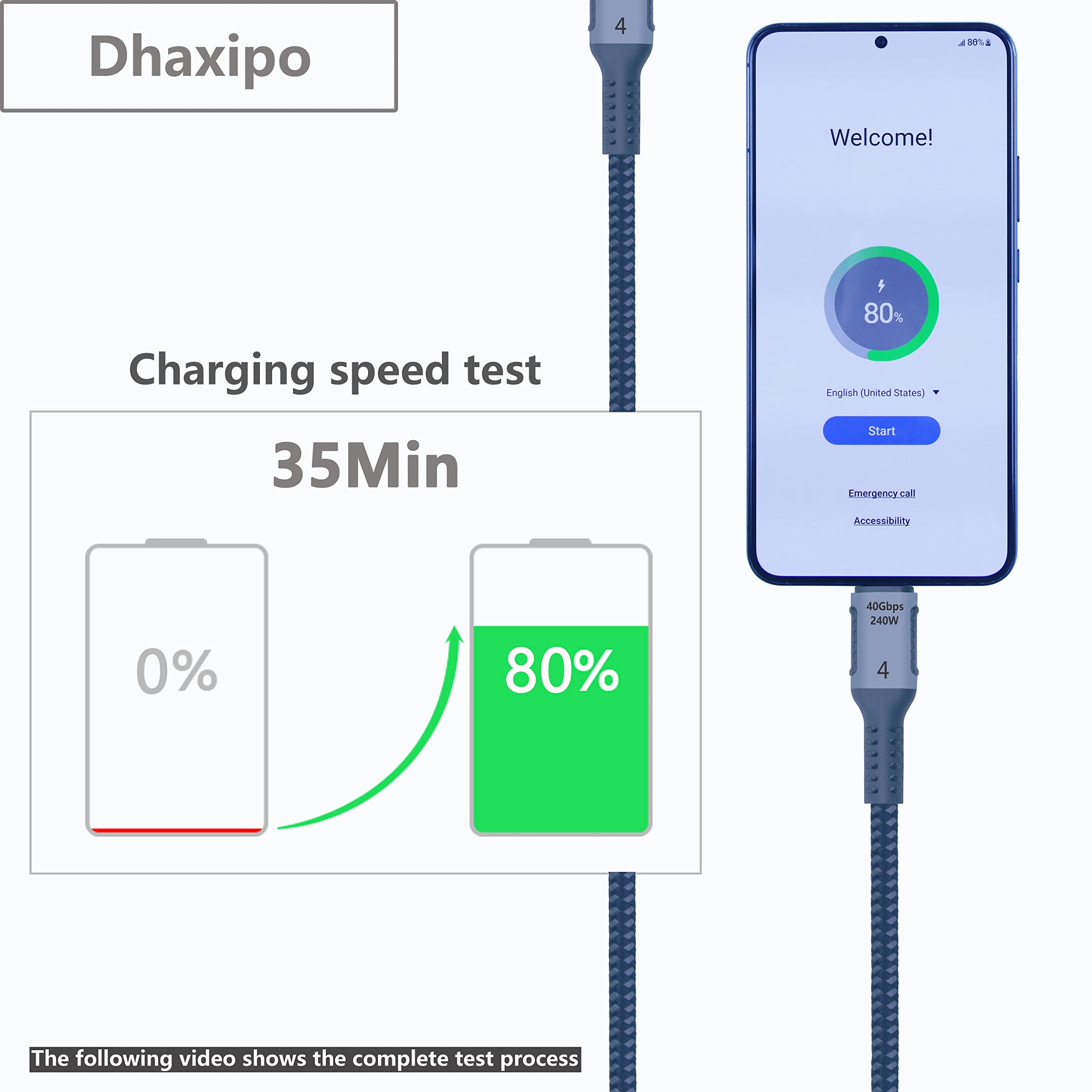 Dhaxipo Usb 4 For Thunderbolt 4/3 240W/100W Power Cable, 5K/4K/8K@60Hz For Thunderbolt 4 Cable,0.9M/3Ft 40 Gbps Data Transfer Co