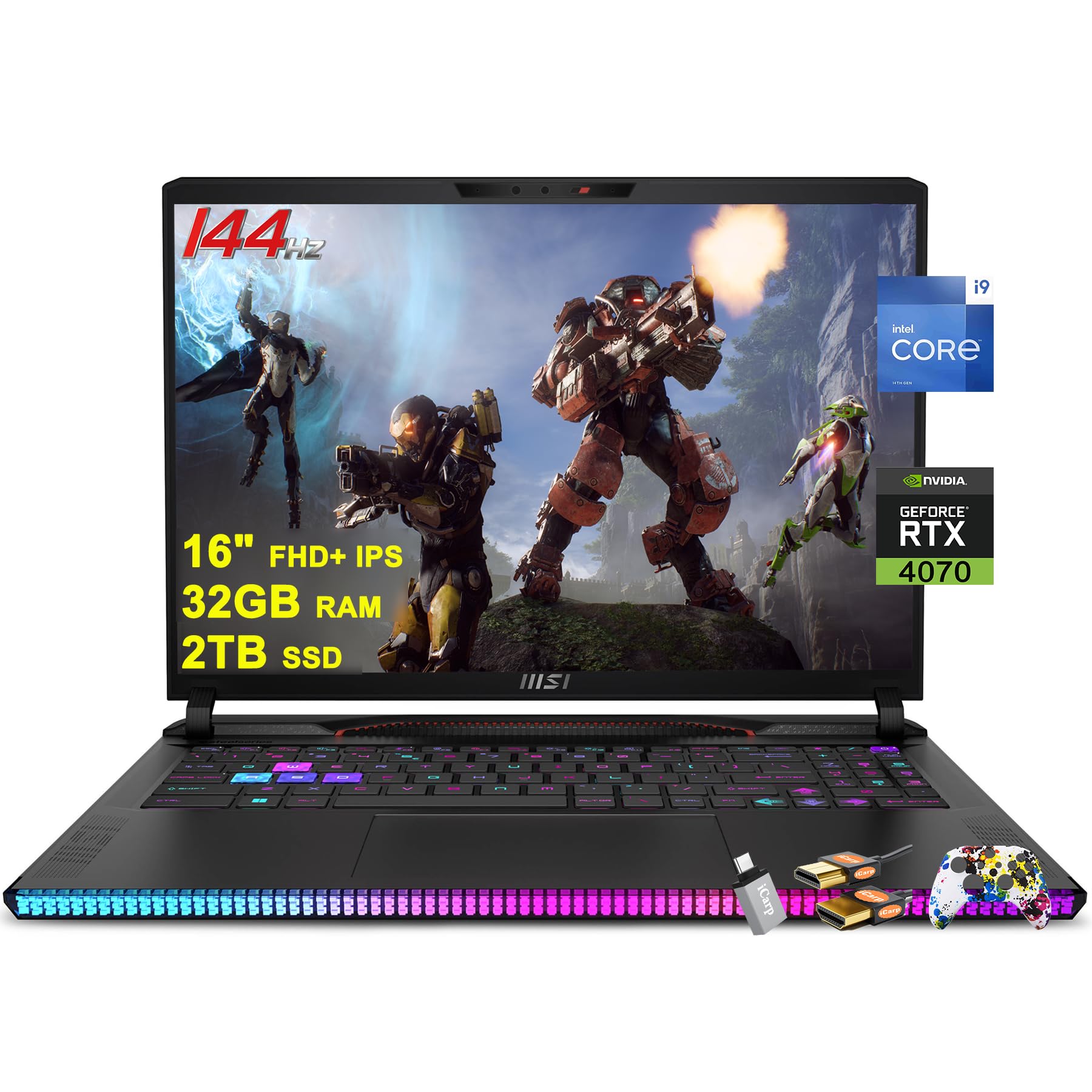 Msi Raider Ge68Hx Gaming Laptop 16'' Fhd+ Ips 144Hz Intel 24 Core I9 14900Hx 32Gb Ram 2Tb Ssd Geforce Rtx 4070 Rgb Backlit Thund