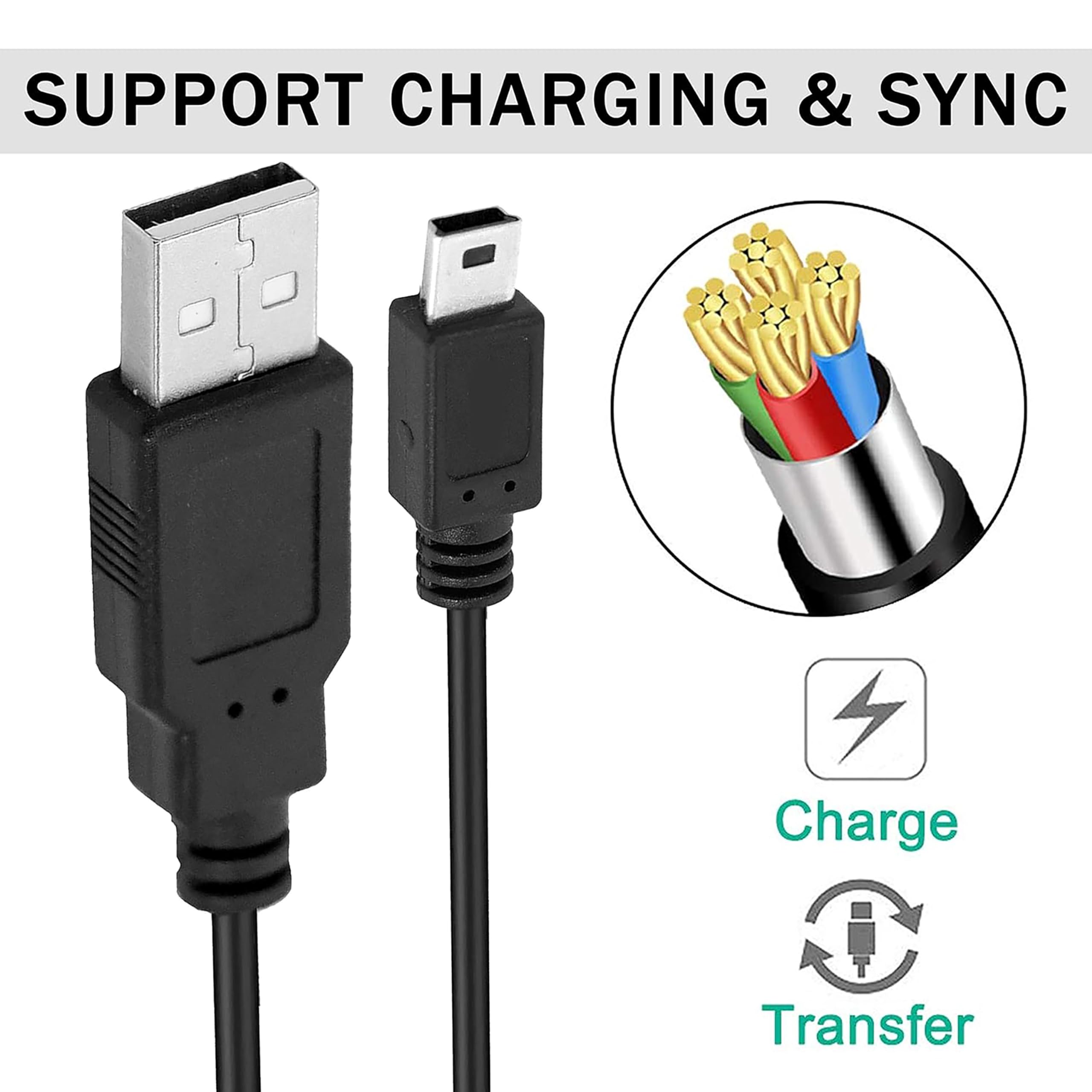 Saitech It 10 Pack Usb 2.0 A To Mini 5 Pin B Cable For External Hdds/Camera/Card Readers/ Mp3 Player(150Cm   5Feet   1.5M)  Blac