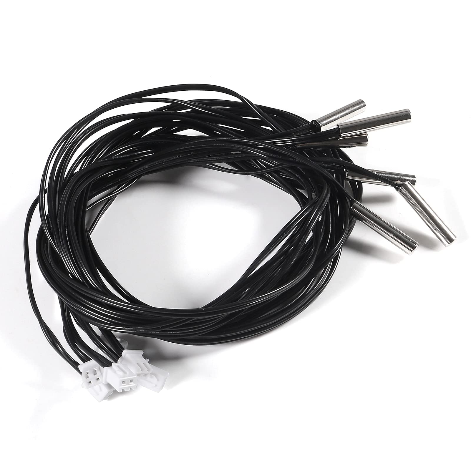 Aediko 6Pcs 10K Temperature Sensor Probe 1M Ntc3950 Thermistor Stainless Steel Temp Sensor Probe Digital Temperature Transmitter