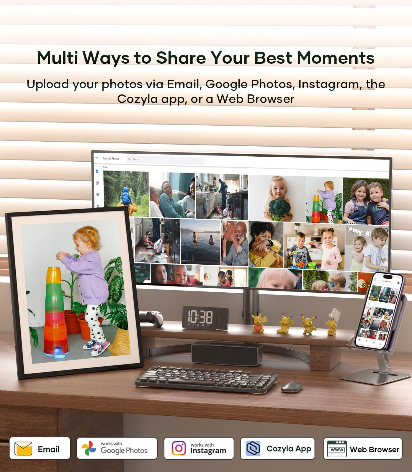 Cozyla Digital Picture Frame Large 17 Inch Digital Photo Frame Share Pictures Via Email Google Photos Web Browser App Electronic