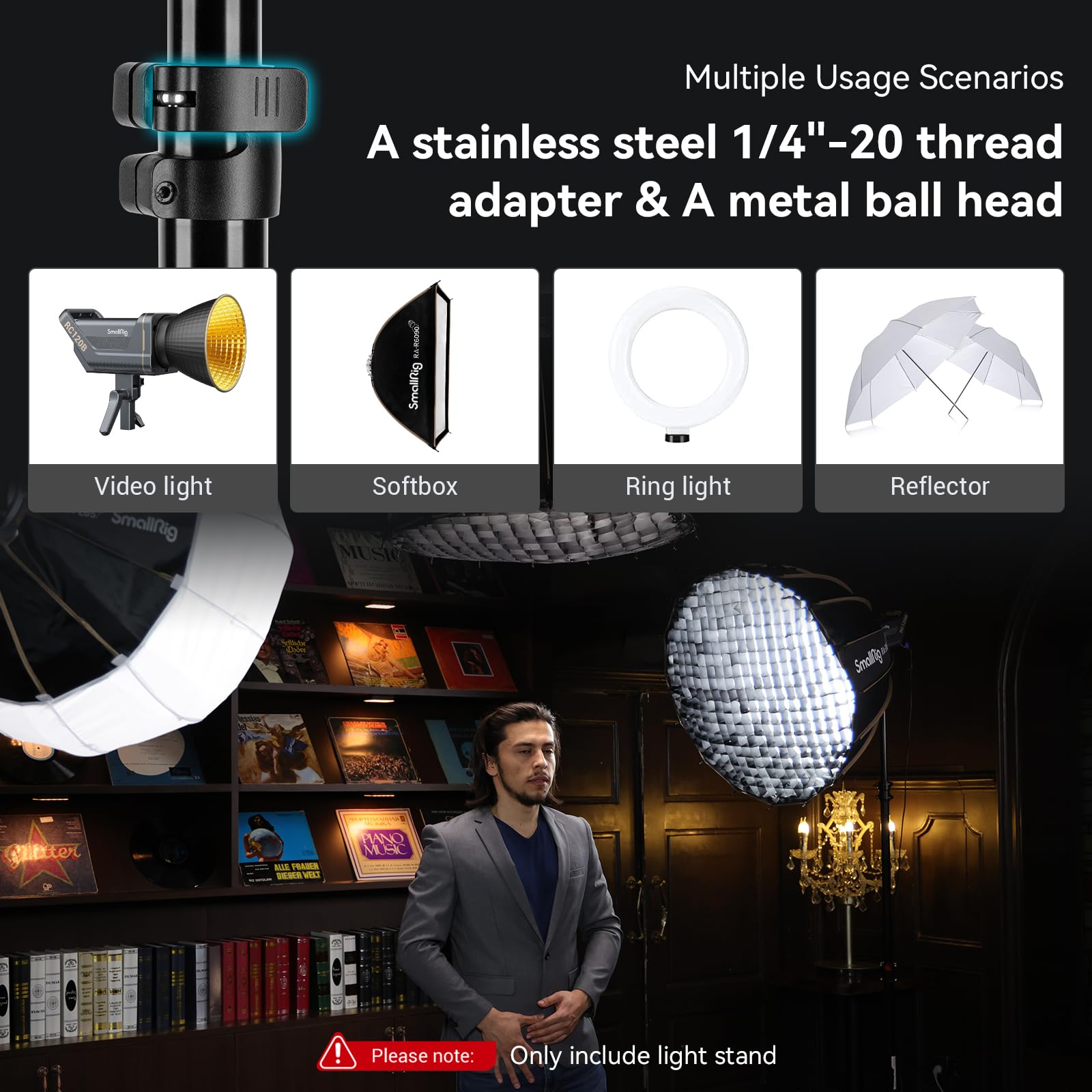 Smallrig Ra S200 Light Stand For Photography 78.7''/6.6Ft/200Cm, Lightweight Light Stand For Reflectors, Softboxes, Studio Light