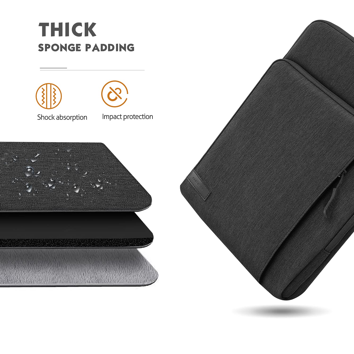 MoKo 12.9 Inch Tablet Sleeve Bag Carrying Case with Pockets Fits 13 Inch New iPad Pro M4 & Air M2 2024, iPad Pro 12.9 M2&M1, Surface Laptop Go 12.4', Galaxy Tab S8+/S9+ 12.4', Black & Gray