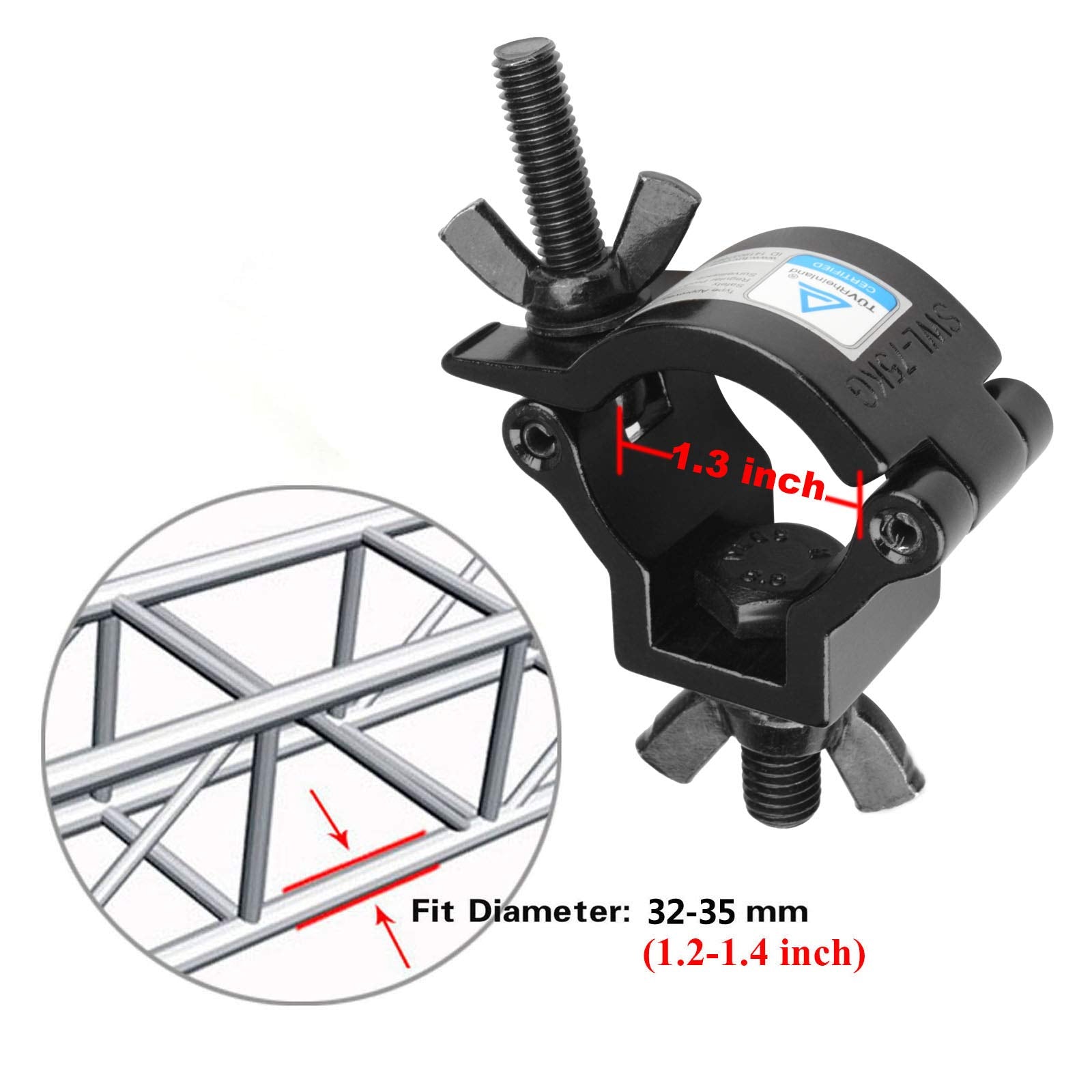10 Pack Stage Lighting Clamp 1.26 1.38 Inch Lighting Mount Fits 32 35Mm Od Pipe Duty 165Lb Hook Clamp